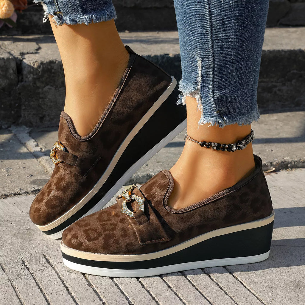 Leopard Print Wedge Loafers