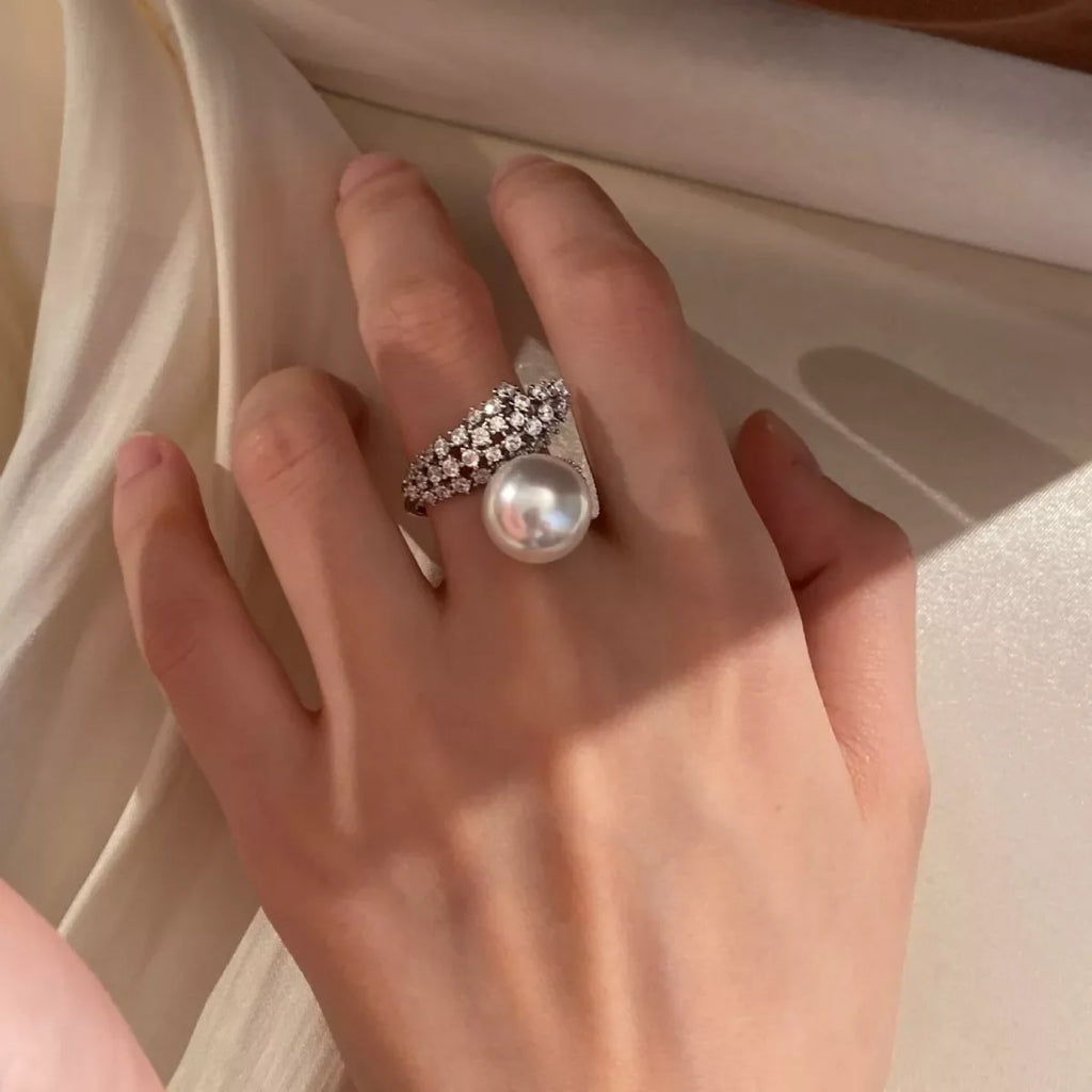 925 Sterling Silver Pearl Bypass Ring