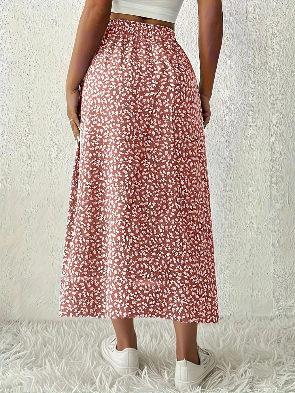 Slit Printed Skirt