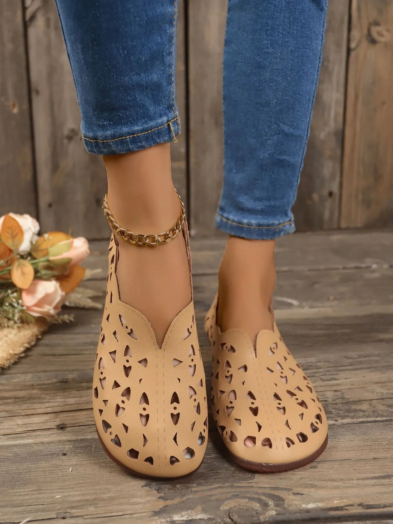 Perforated Leather Slip-On Loafers
