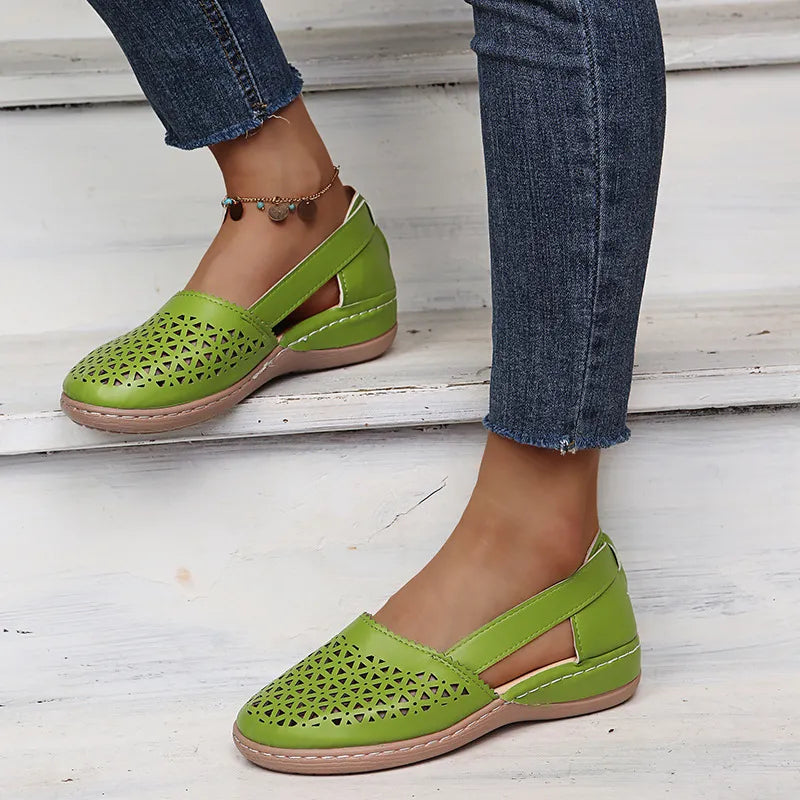 Cutout Round Toe Slip-Ons