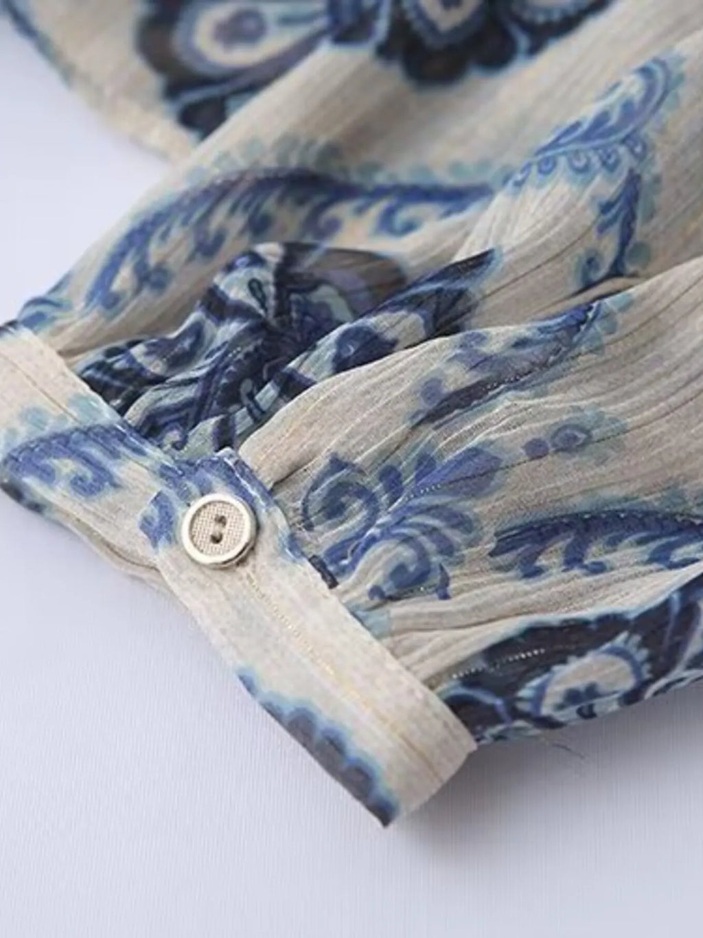 Printed Button Up Long Sleeve Dress