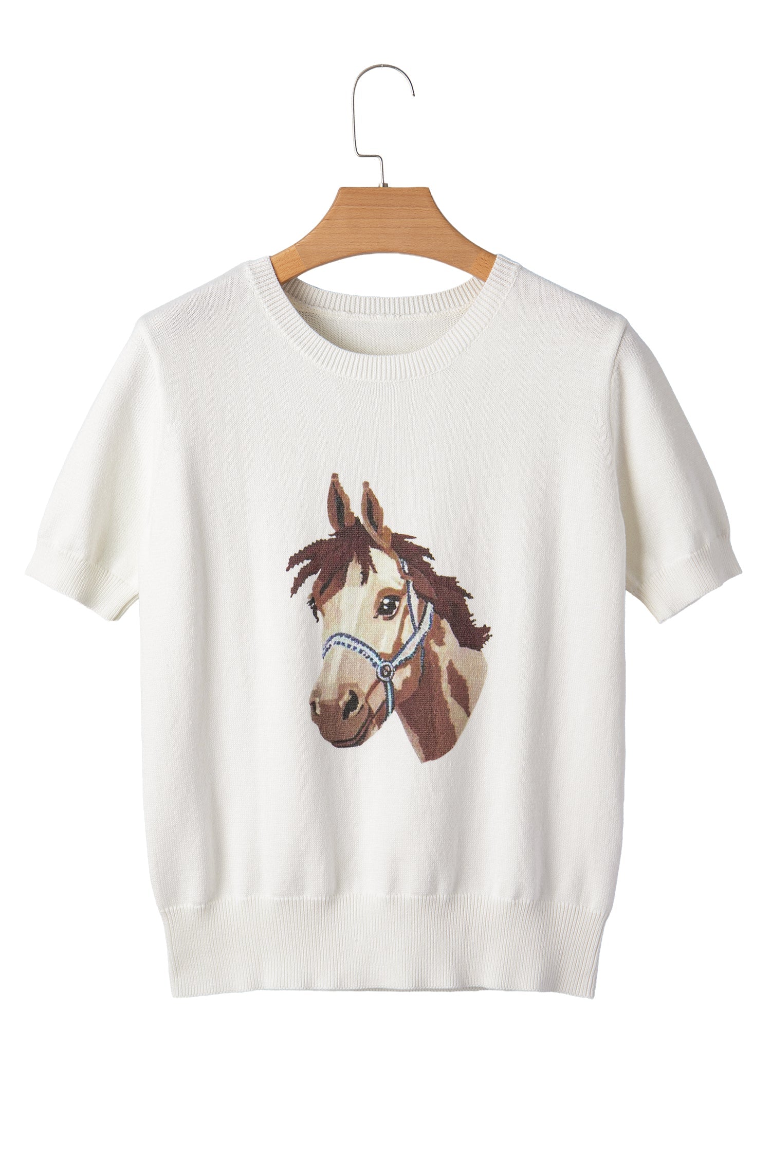 Western Horse Head Short Sleeve Sweater