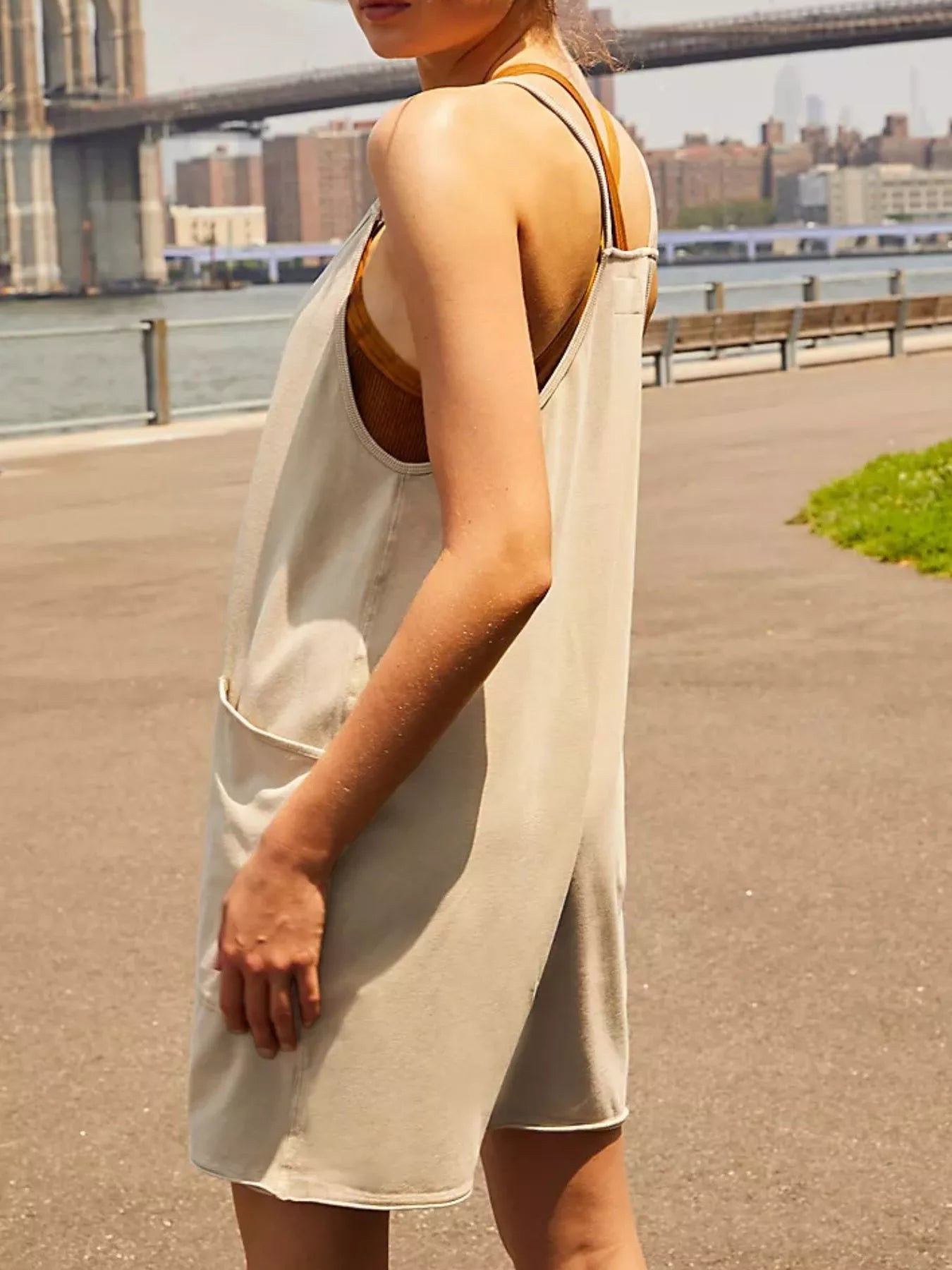 Spaghetti Strap Romper with Pockets