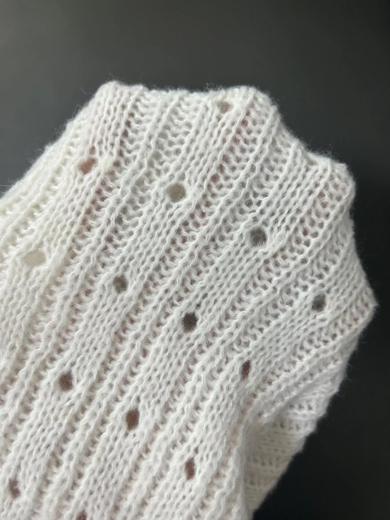 Mock Neck Eyelet Knit Top