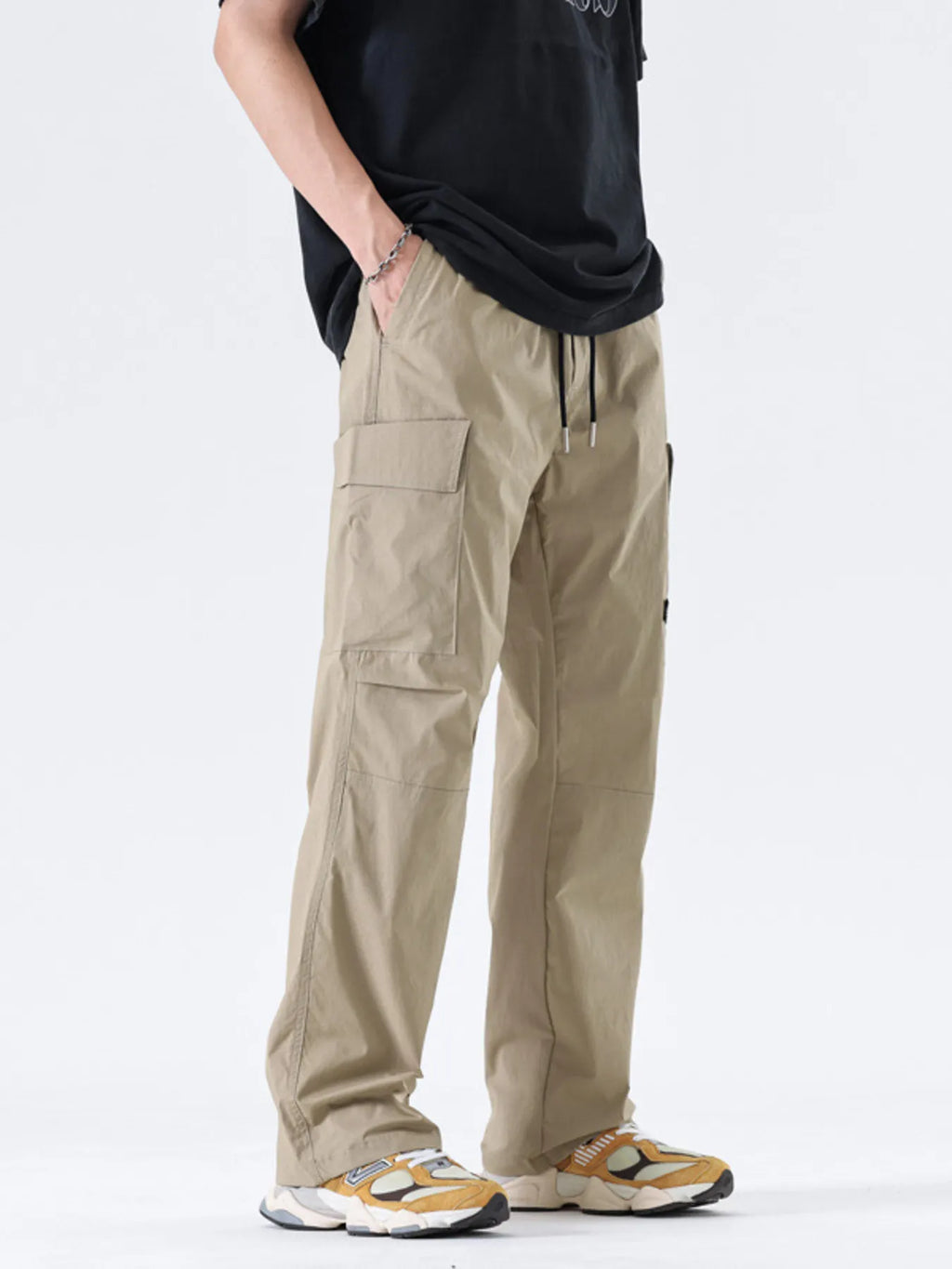 Men's Full Size Drawstring Wide Leg Cargo Pants Plus Size