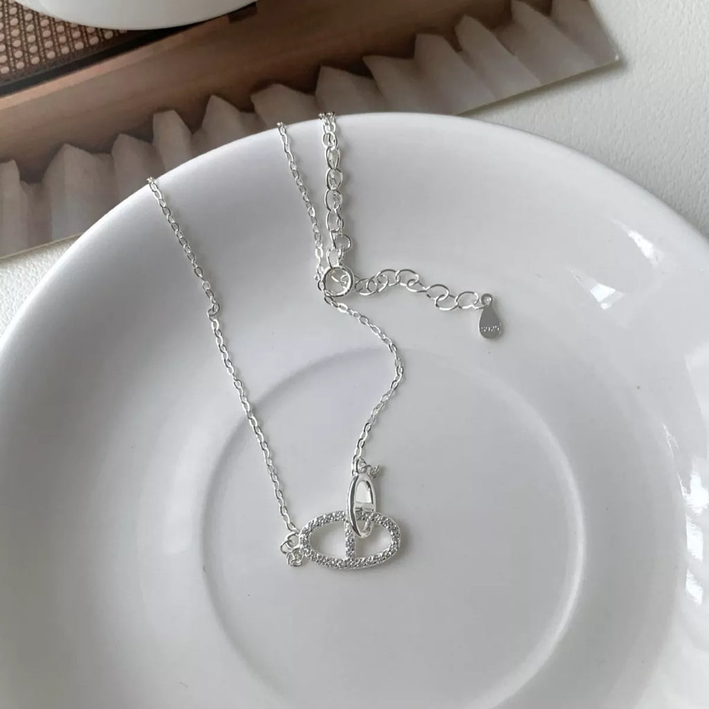 925 Sterling Silver Zircon Geometric Necklace