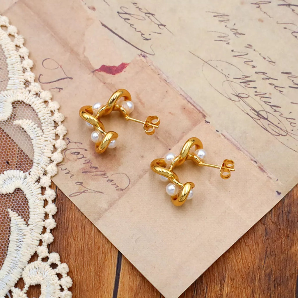 18K Gold-Plated Pearl Earrings