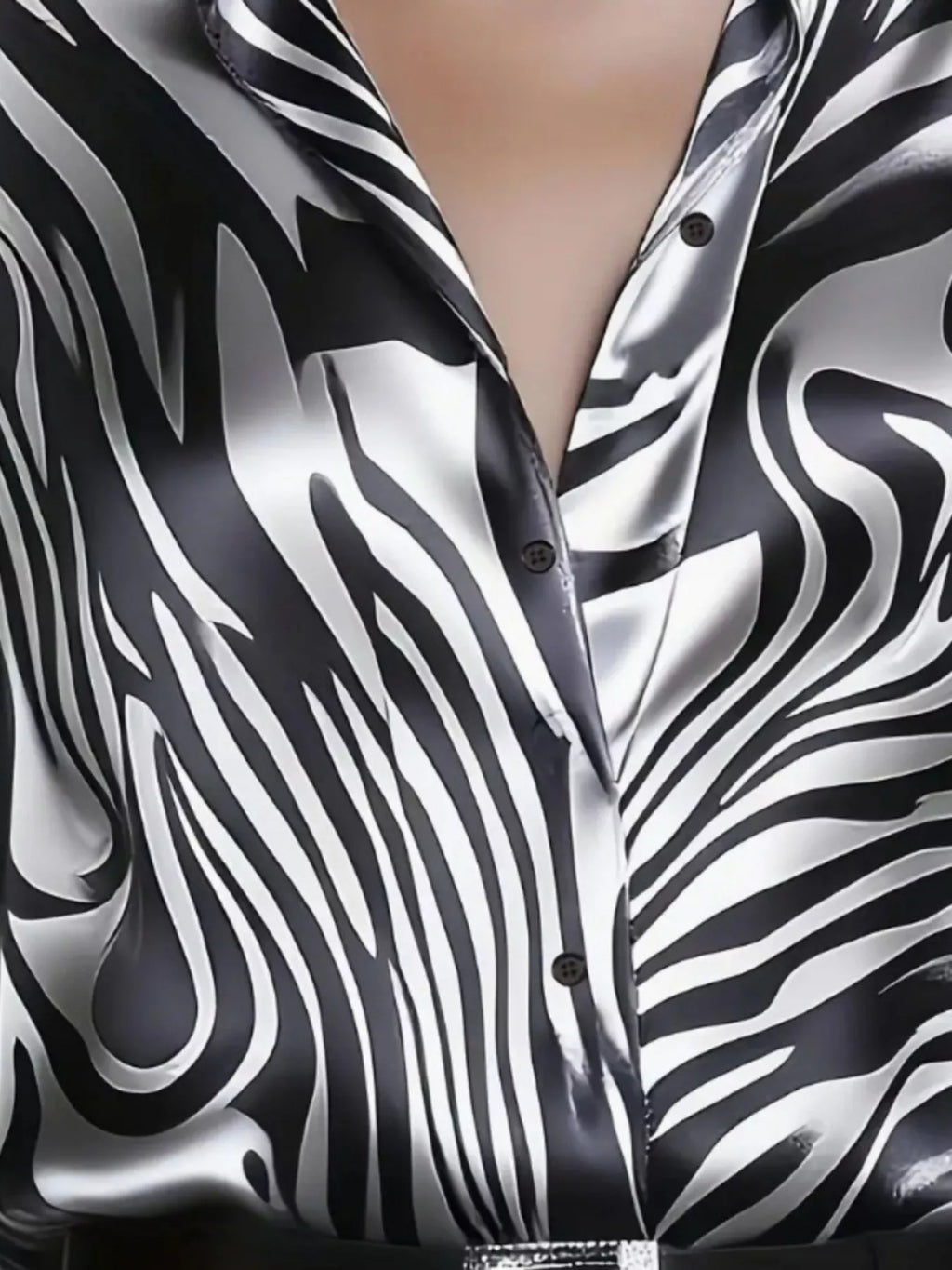 Zebra Print Button Up Shirt