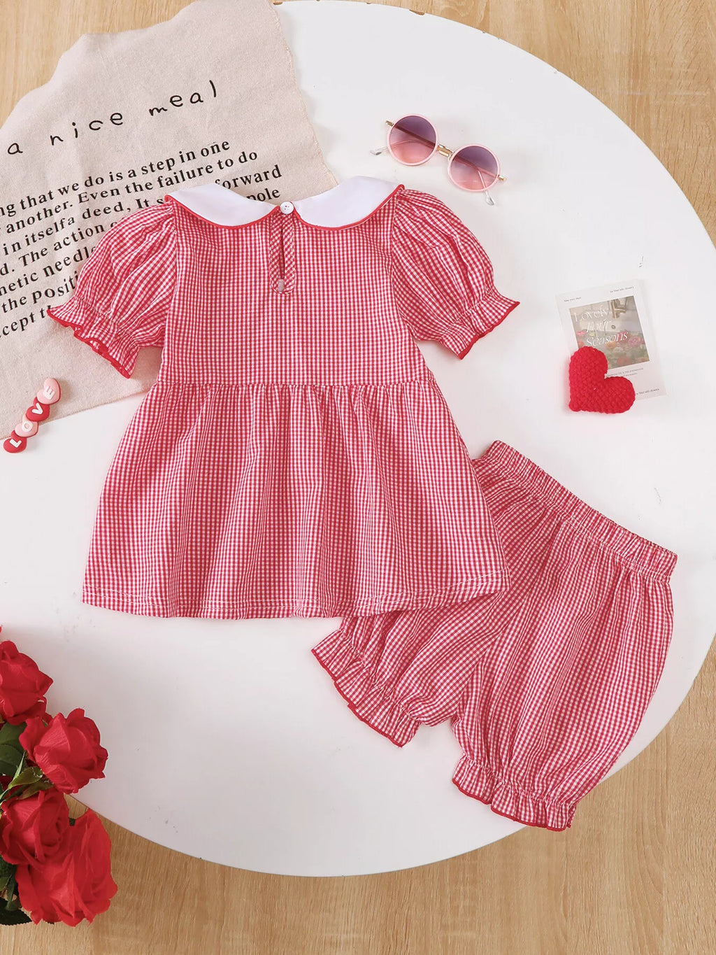 Children's Gingham 'LOVE' Top and Shorts Set
