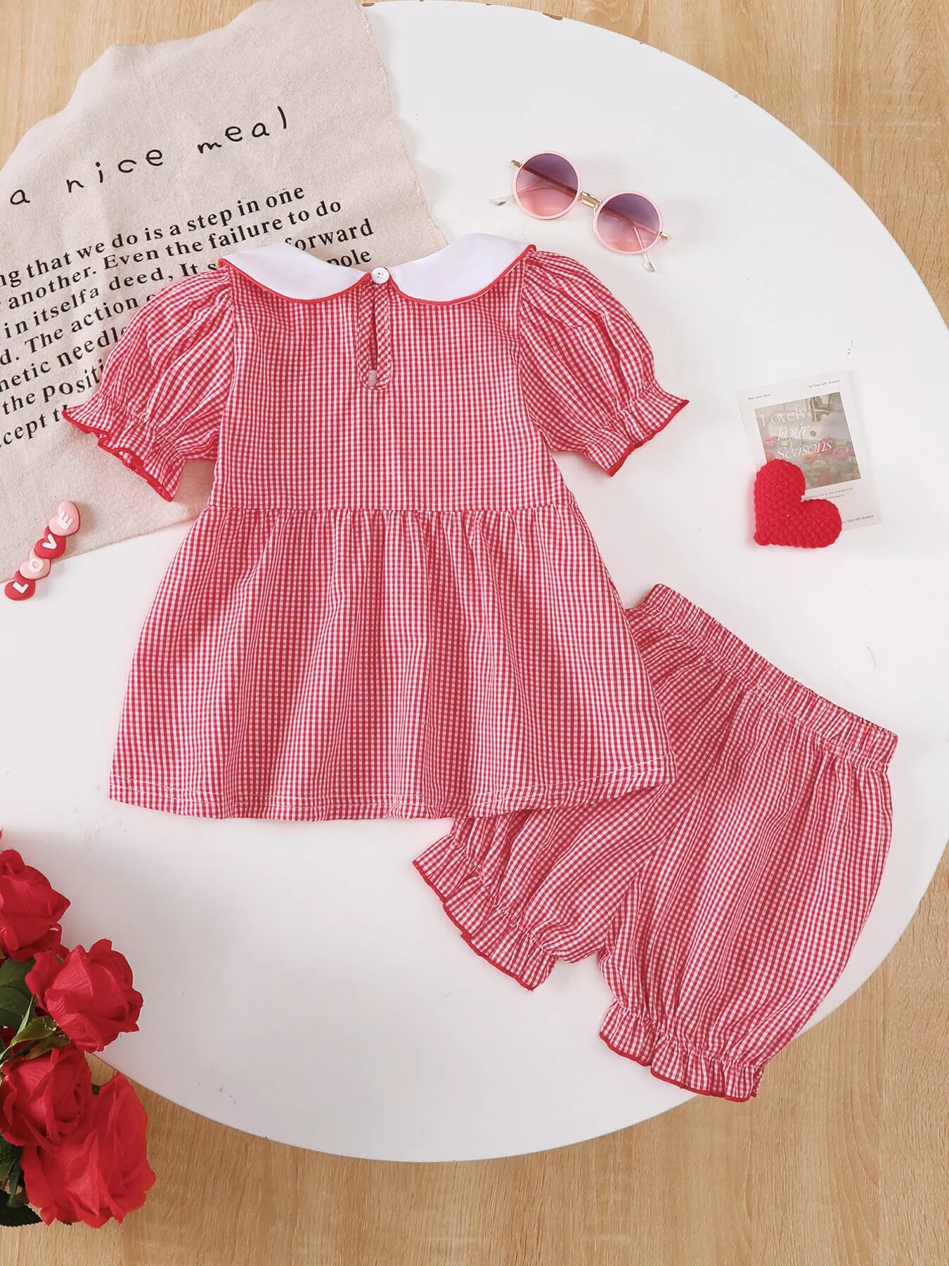 Children's Gingham 'LOVE' Top and Shorts Set