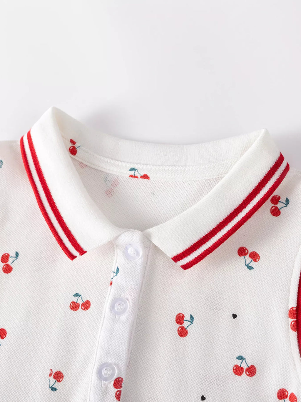Children's Cherry Print Sleeveless Polo Dress