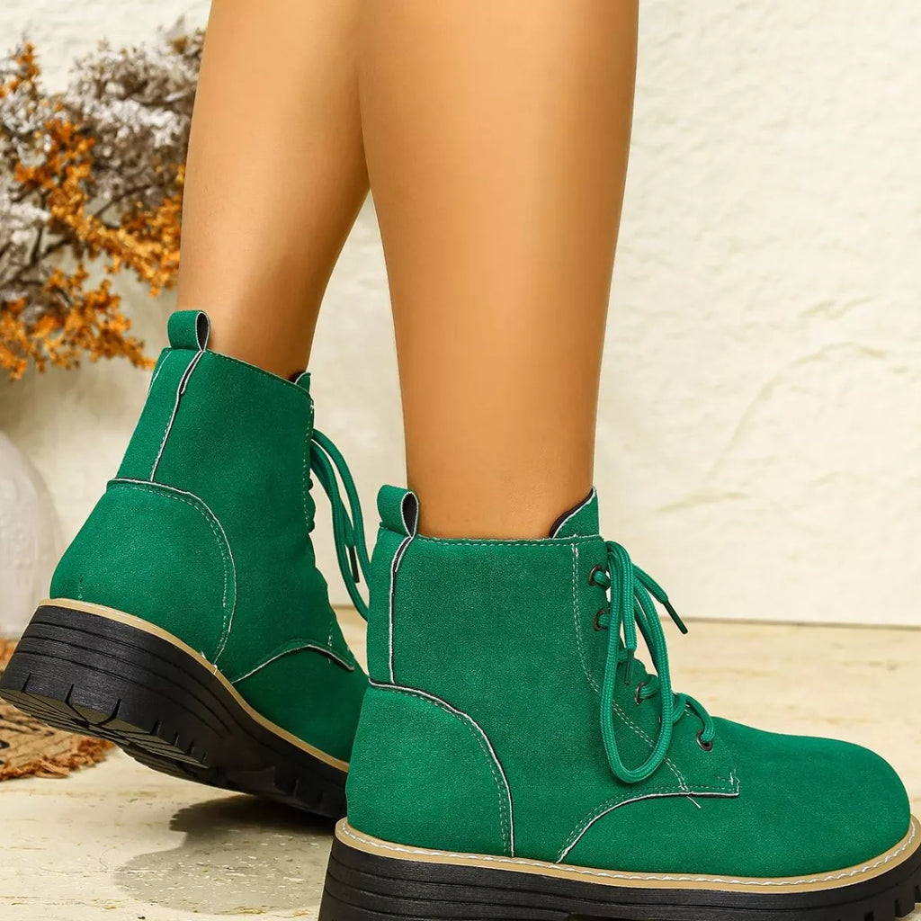 Round Toe Lace Up Boots