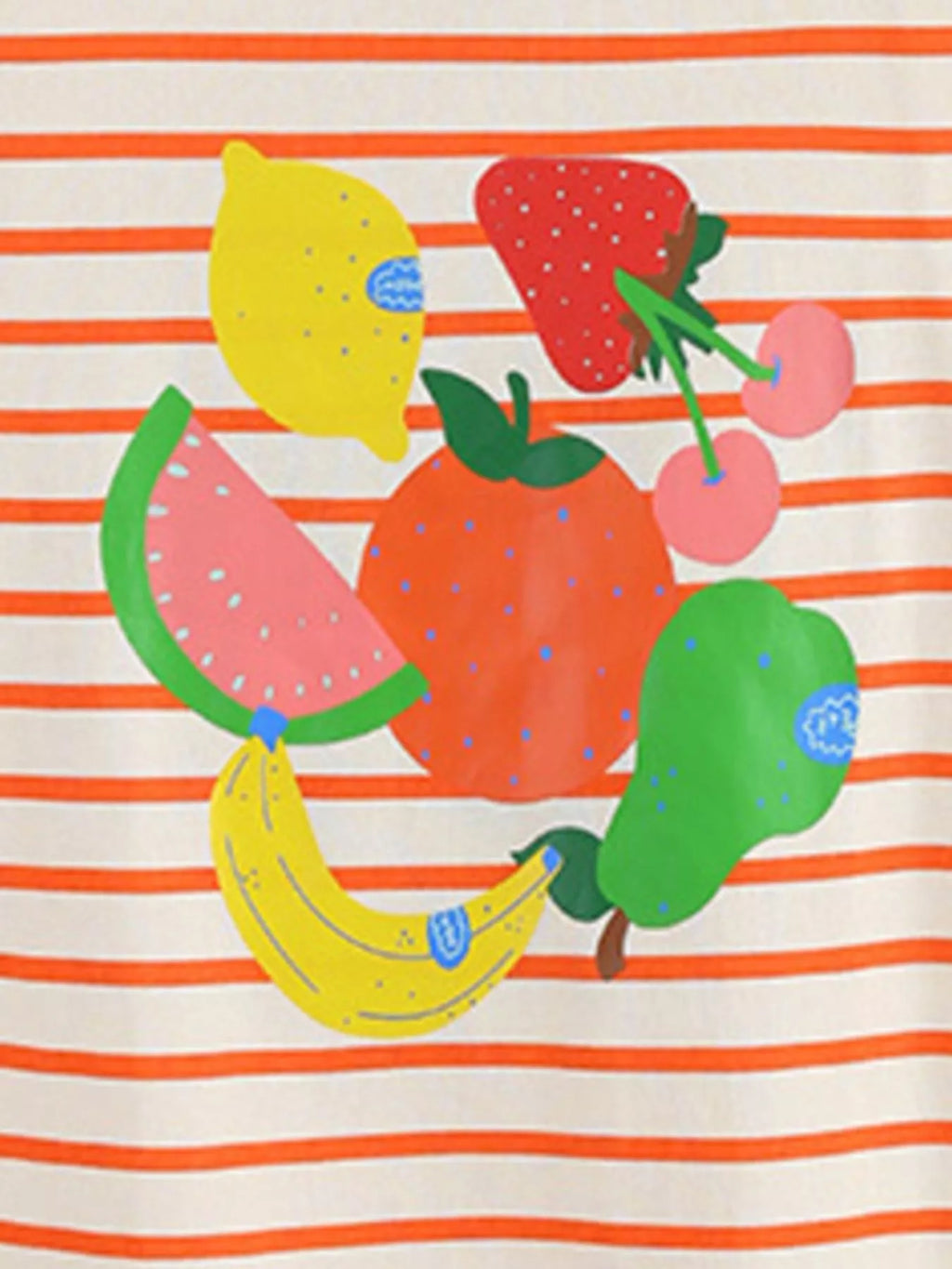 Children's Striped Fruit Print Ruffle Sleeve Tee