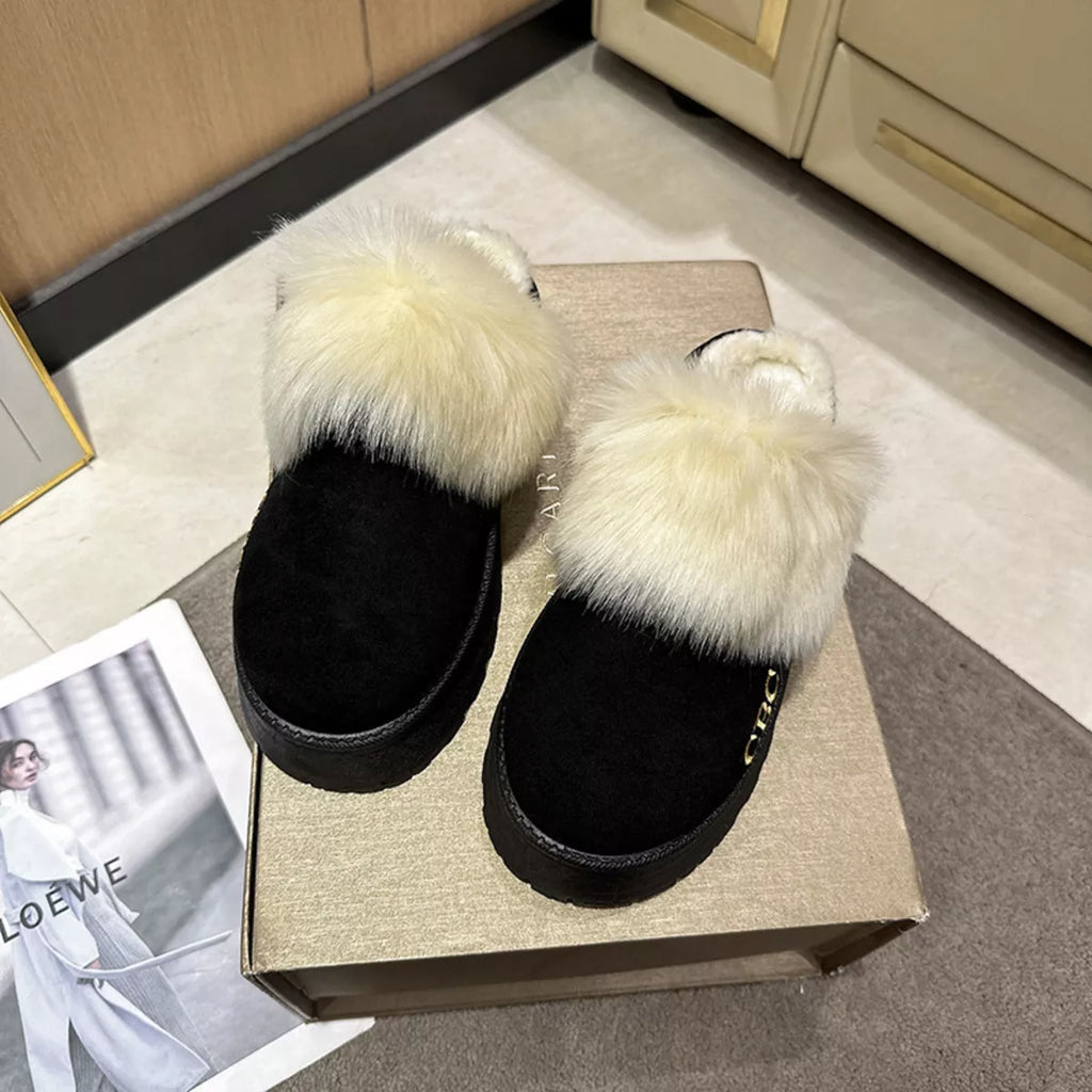 Furry Platform Slippers
