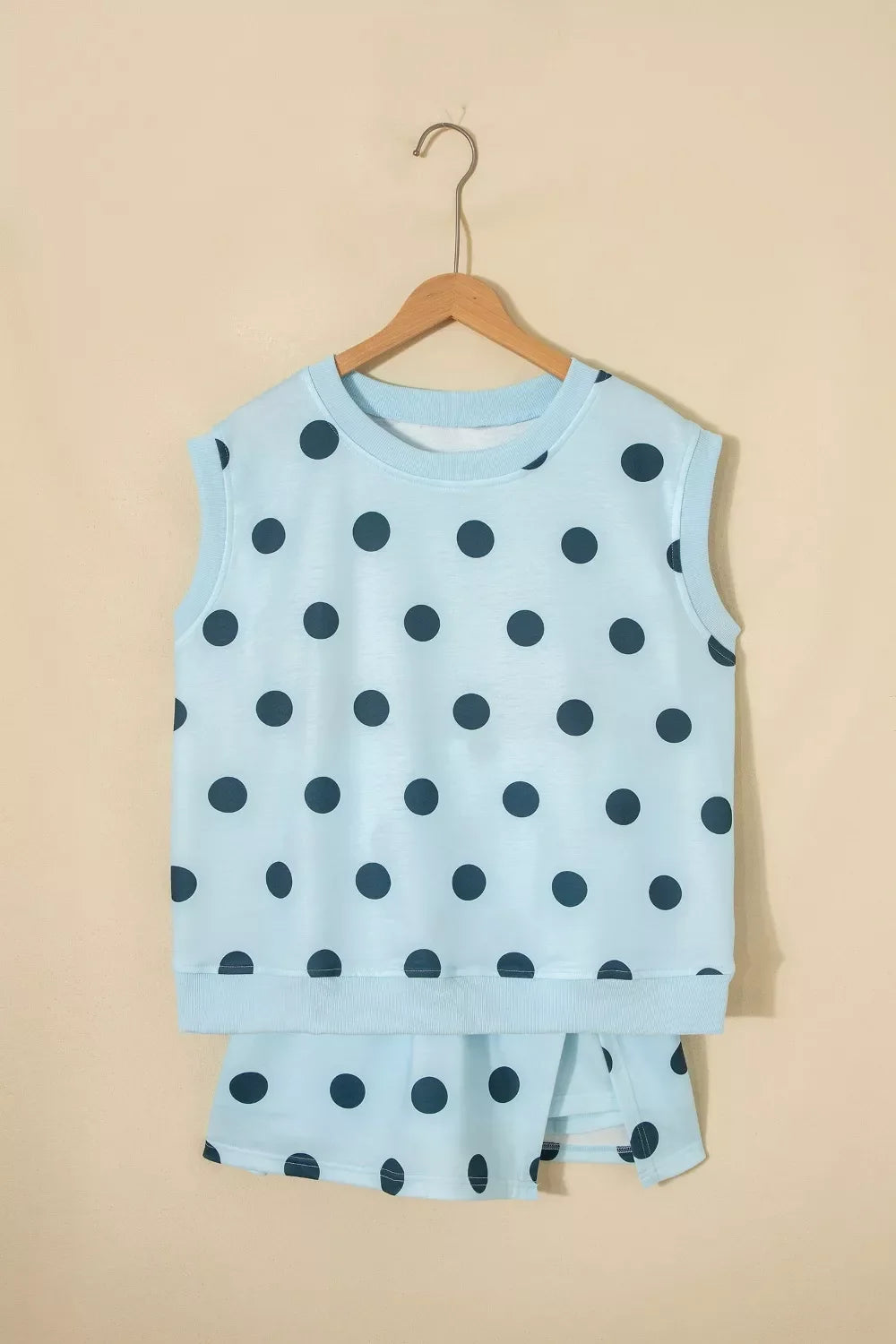 Polka Dot Sleeveless Top and Skort Casual Two-Piece Set