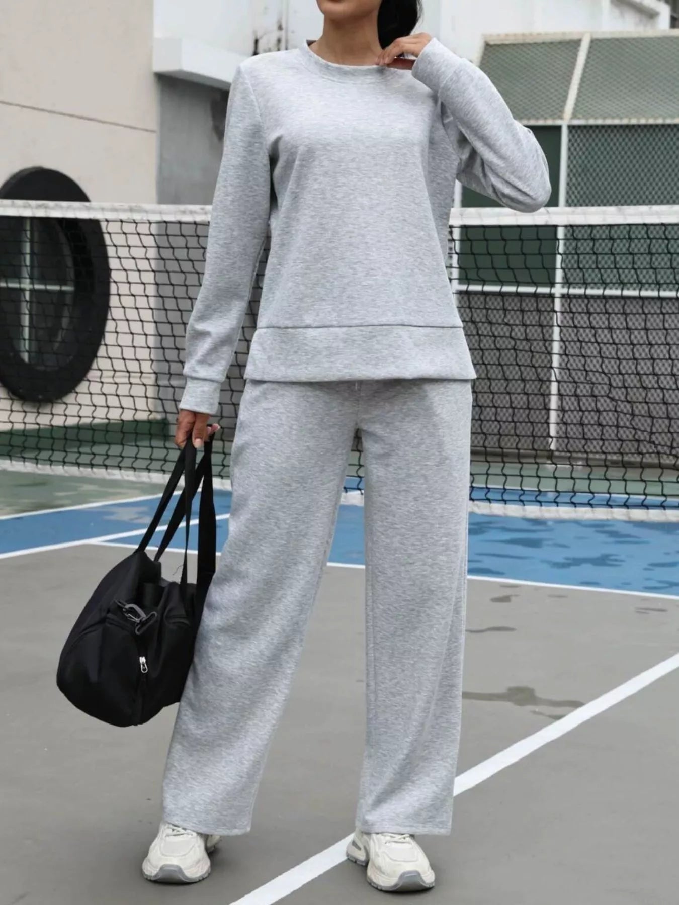 Round Neck Sweatshirt and Pants Set