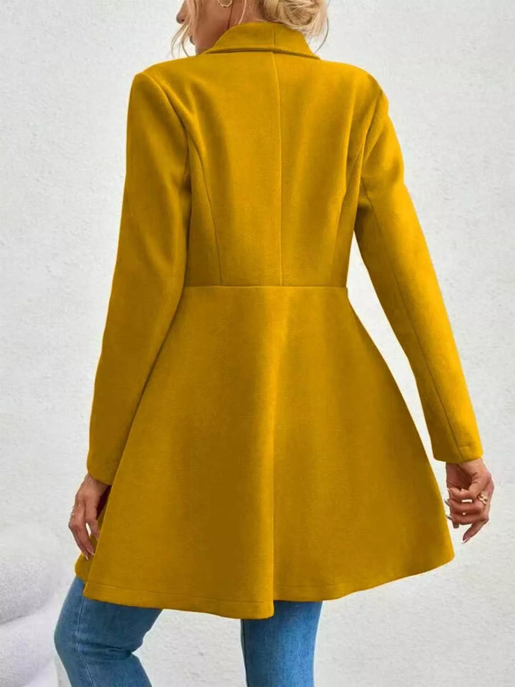 Double-Breasted Wool Blend Coat