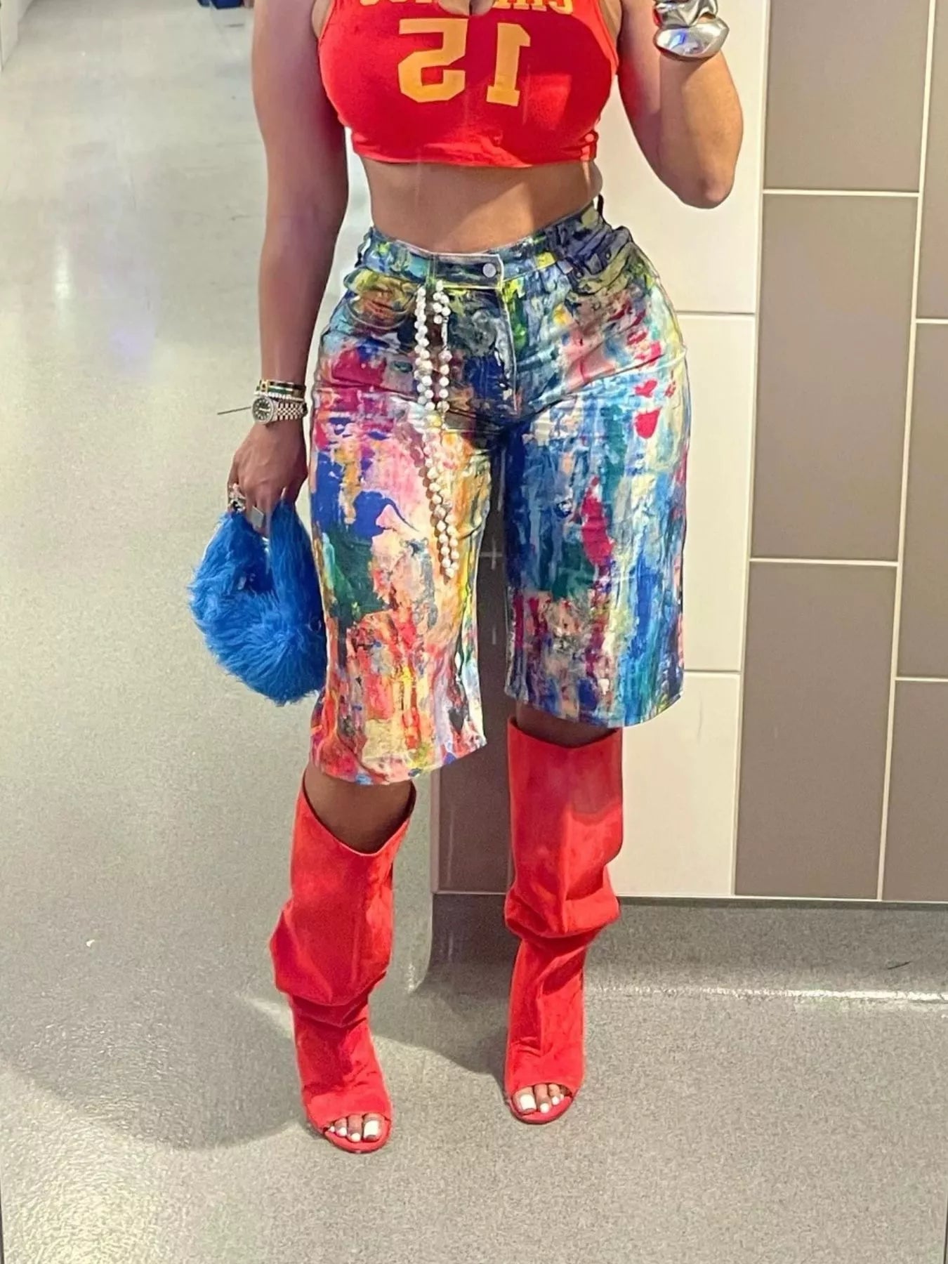 Artistic Splash Print Shorts