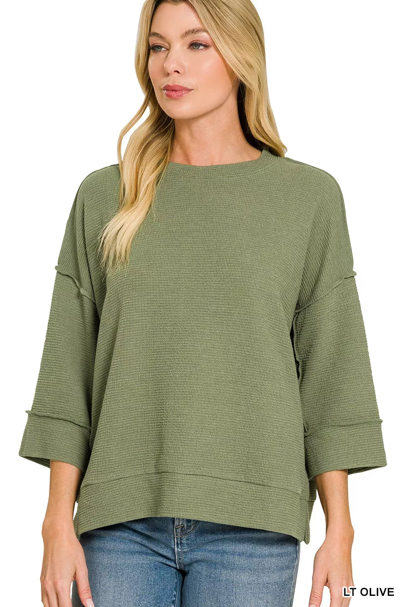 Zenana Double Knit 3/4 Sleeve Top