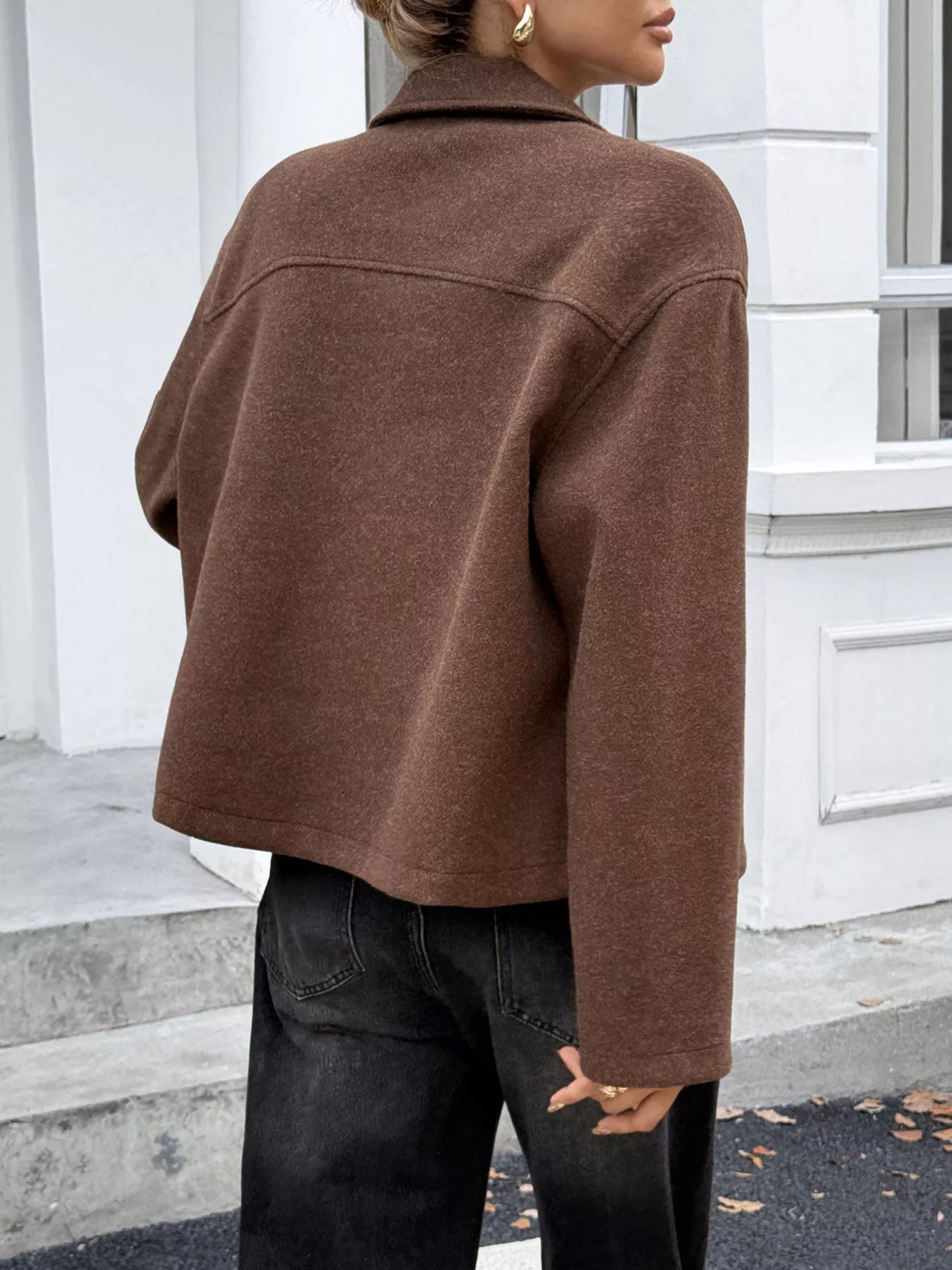 Zip-Up Dropped Shoulder Jacket