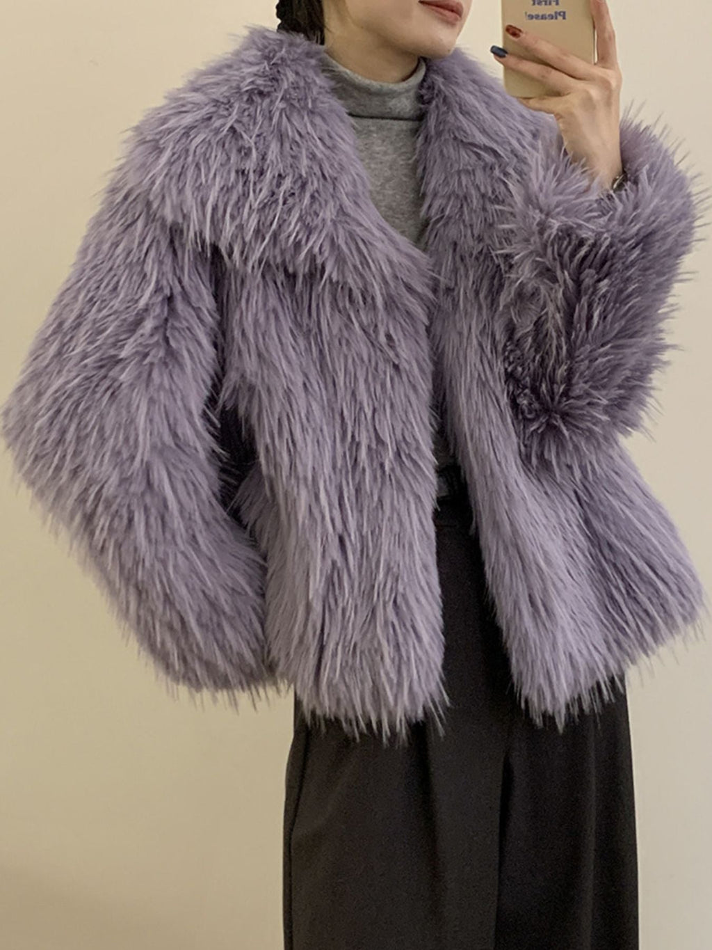 Faux Fur Open Front Outerwear