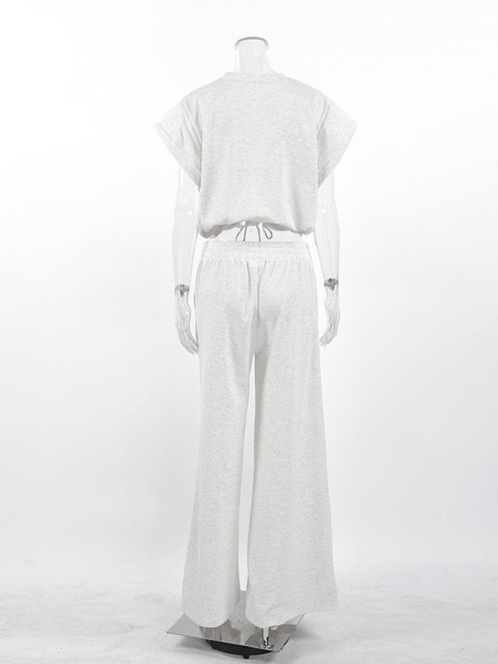 Round Neck Top and Wide Leg Pants Set