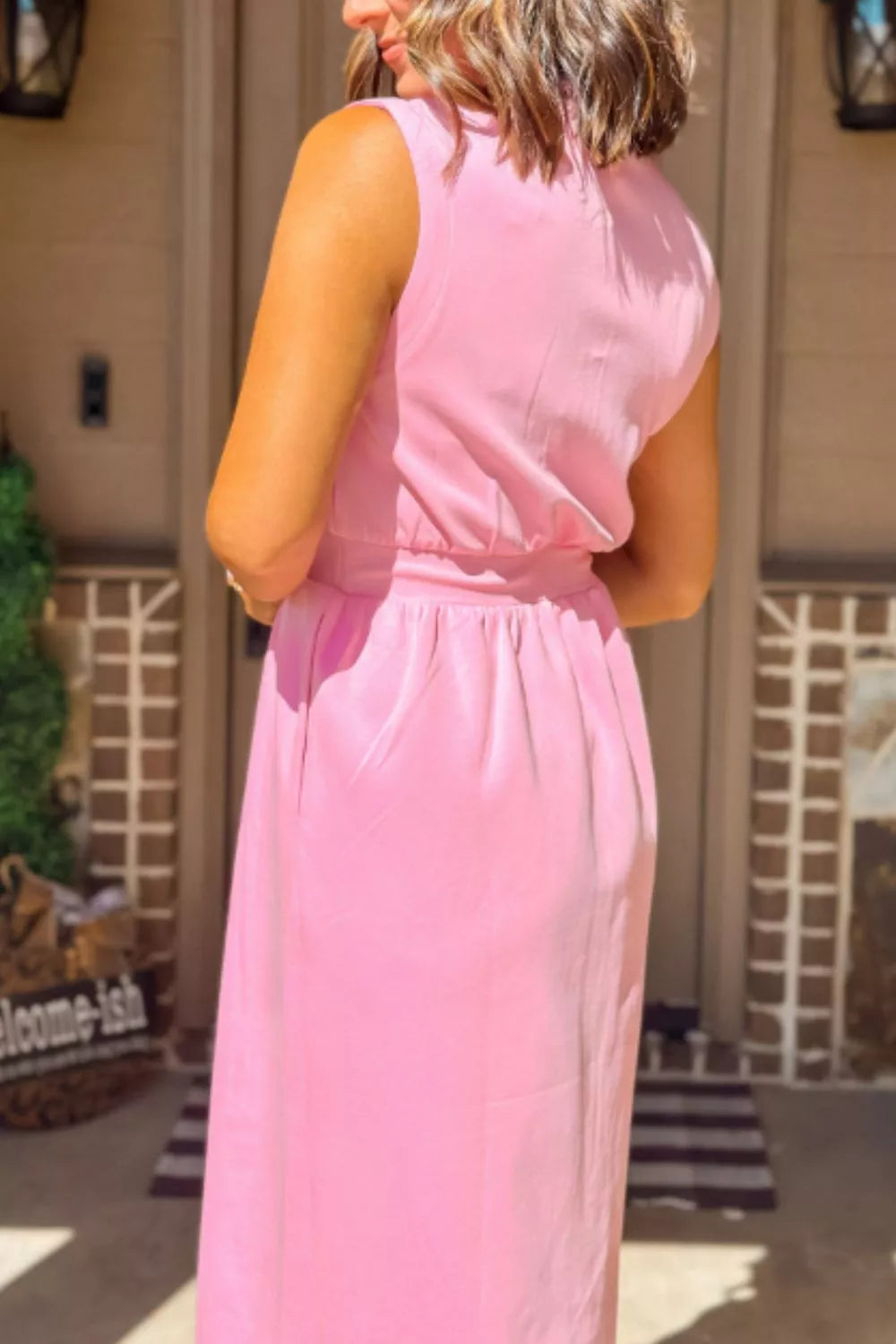 Sleeveless Zipper Front Midi Dress