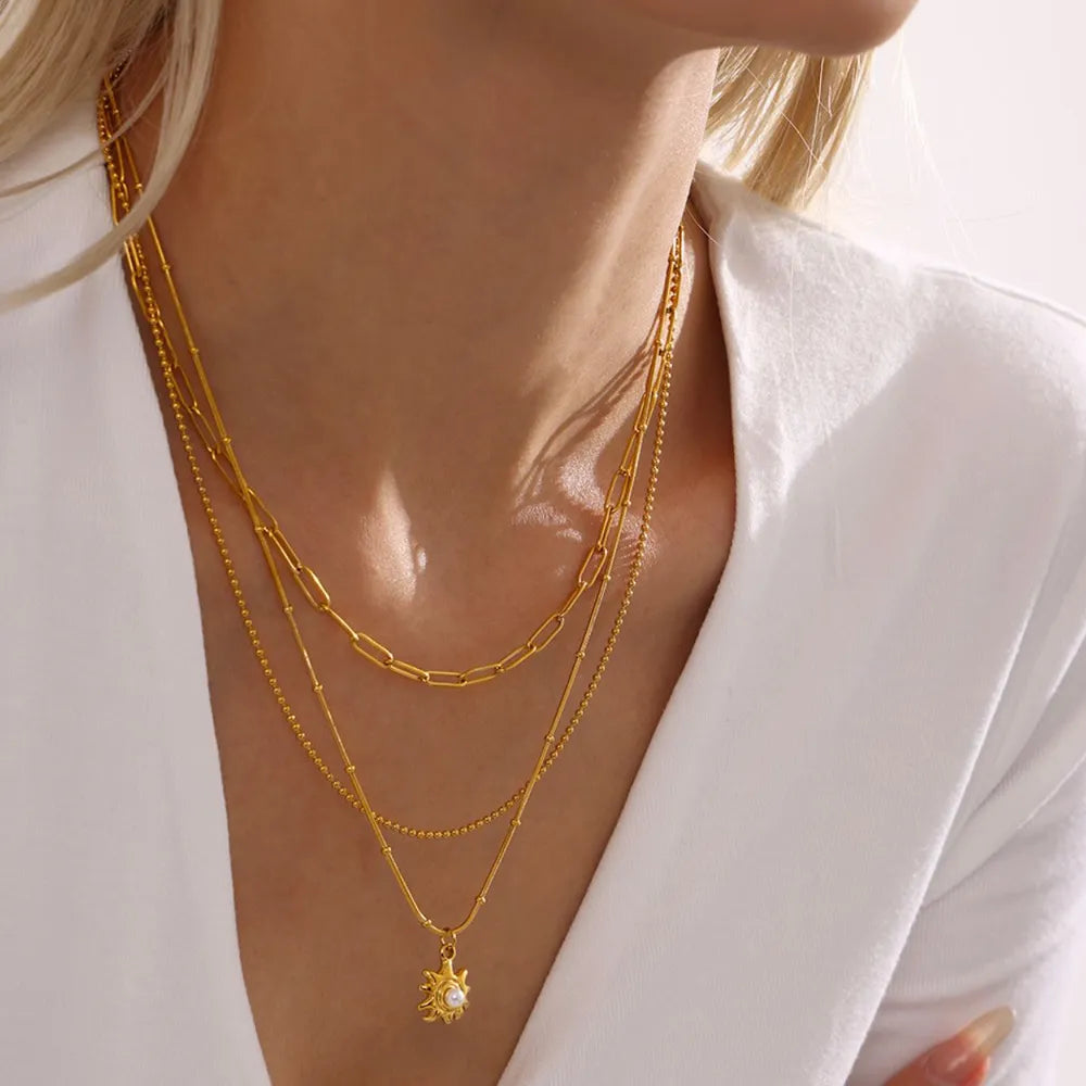 18K Gold-Plated Shell Pearl Necklace