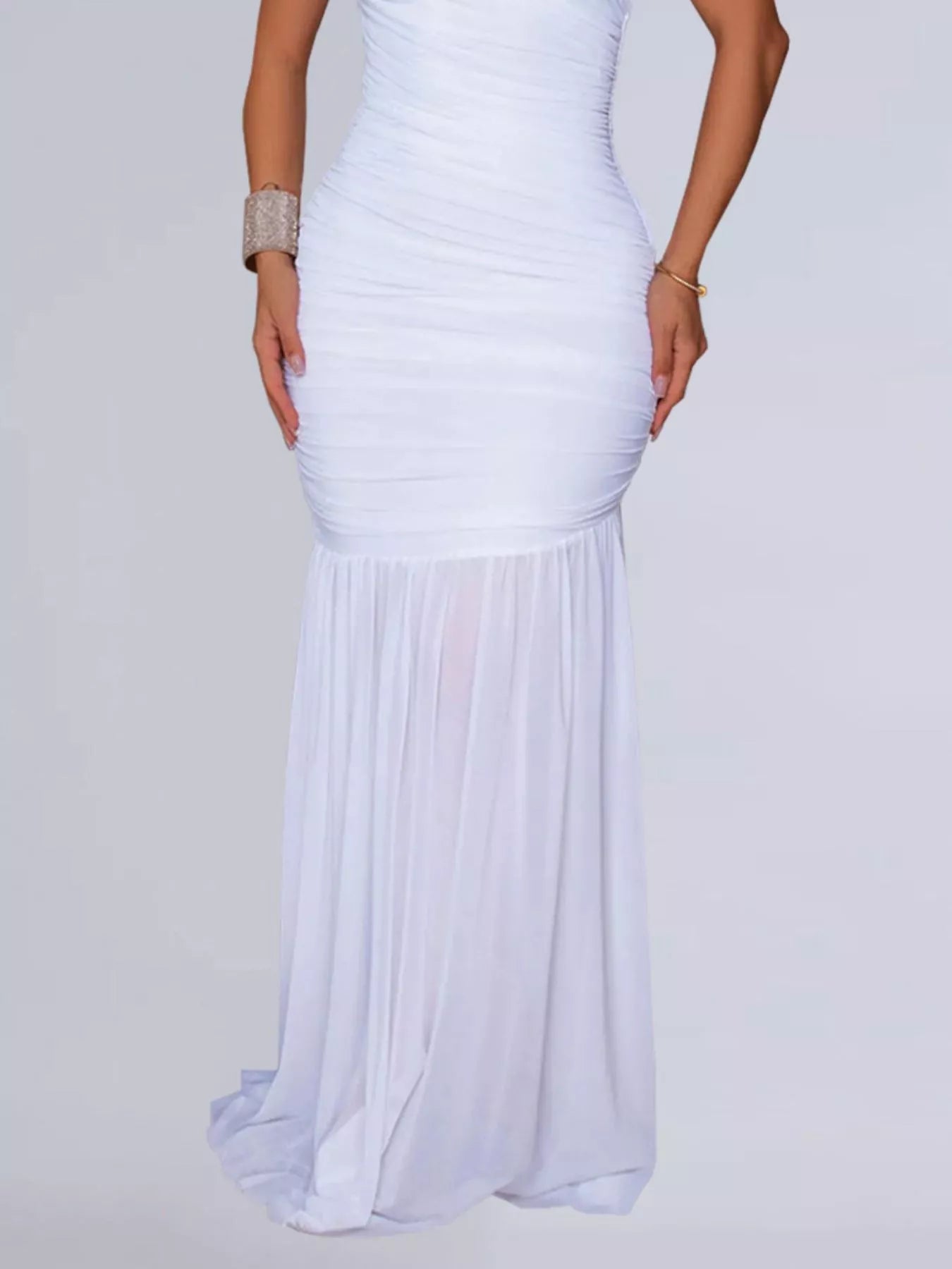 One-Shoulder Ruched Bodycon Maxi Dress