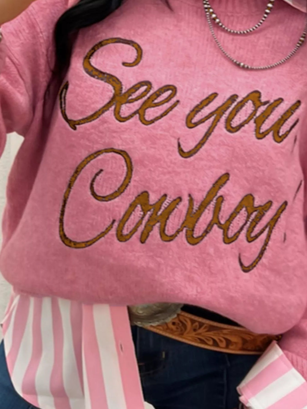 See You Cowboy Round Neck Sweater