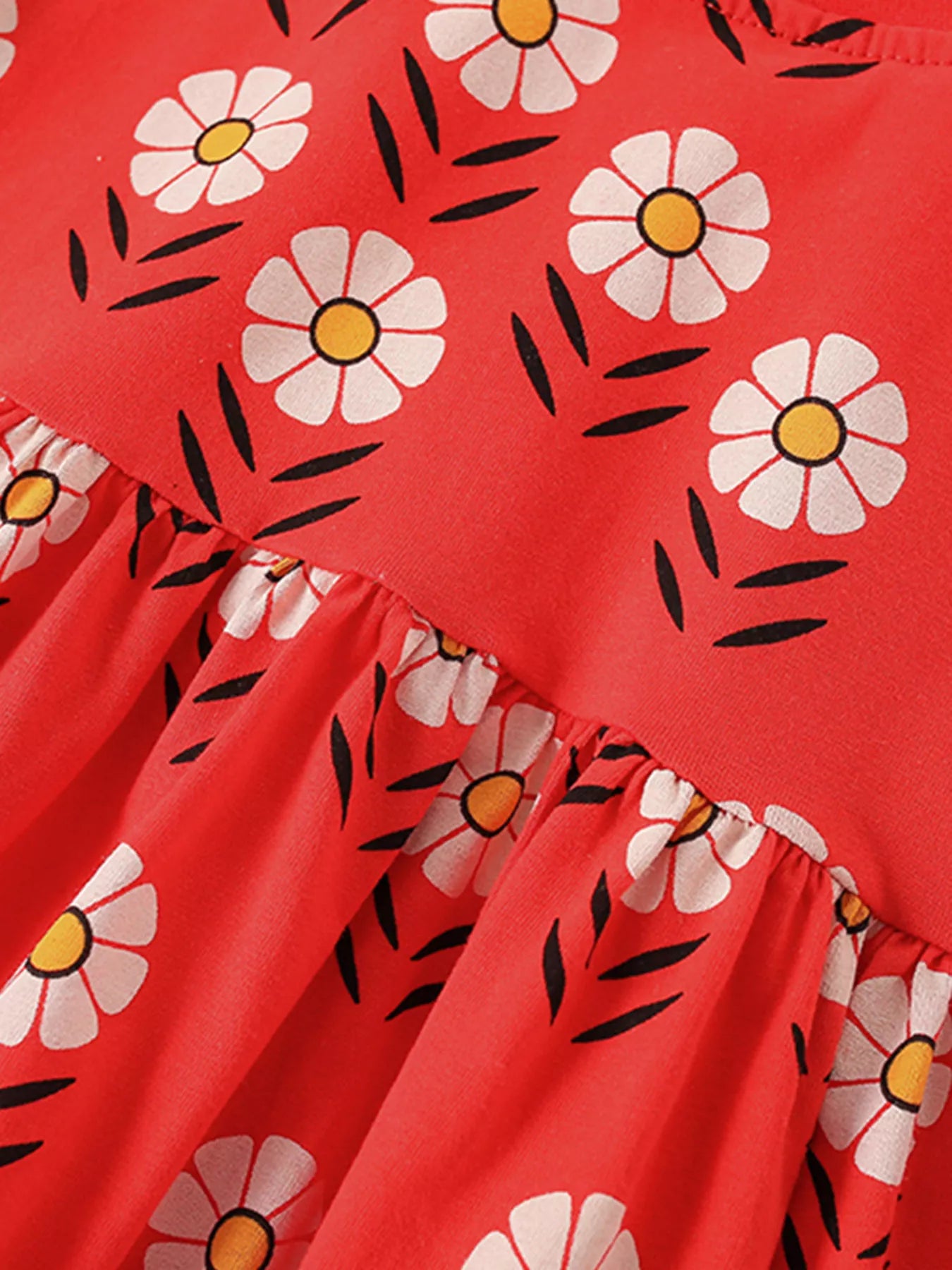 Children's Floral Print Short Sleeve Dress