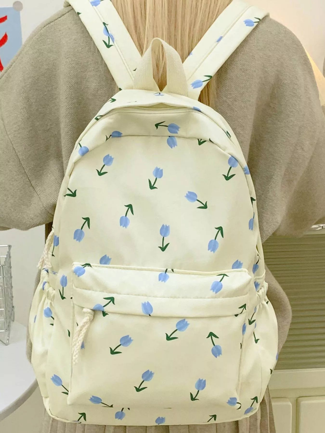 Floral Print Lightweight Backpack Bag