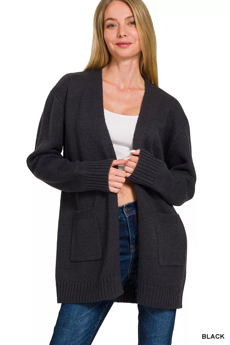 Zenana Open Front Sweater Cardigan