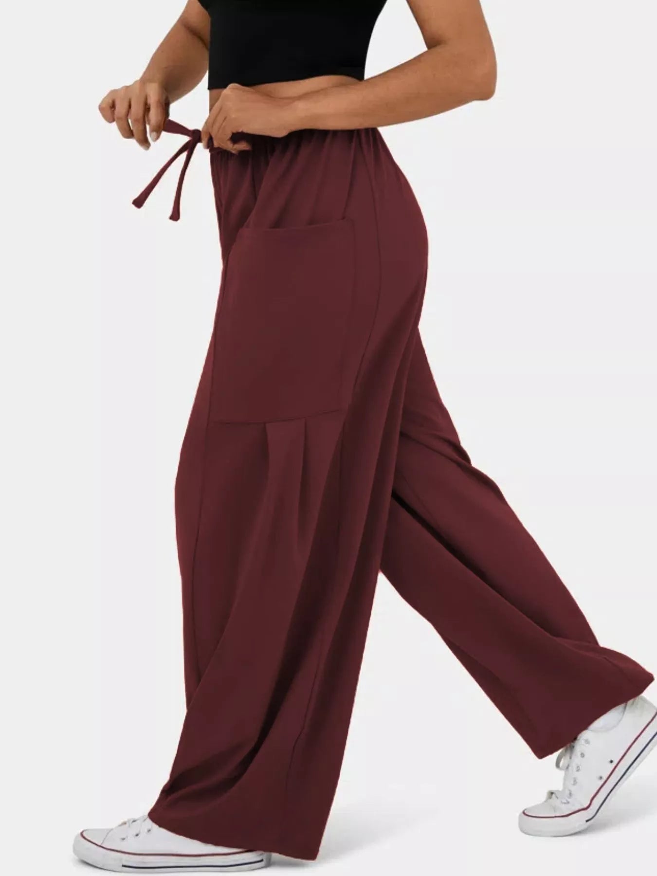 High-Waisted Drawstring Wide-Leg Pants
