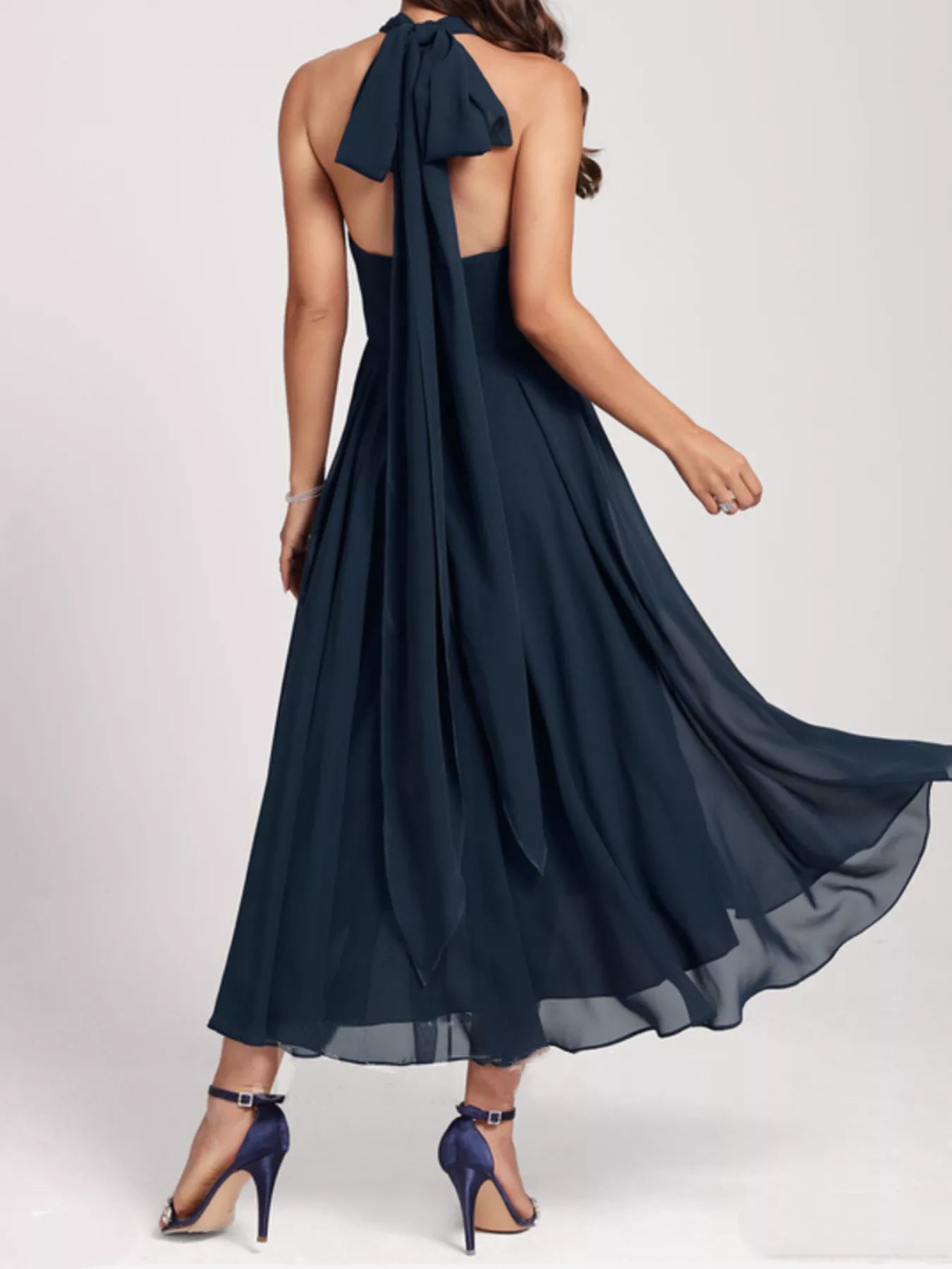 Ruched A-Line Midi Dress