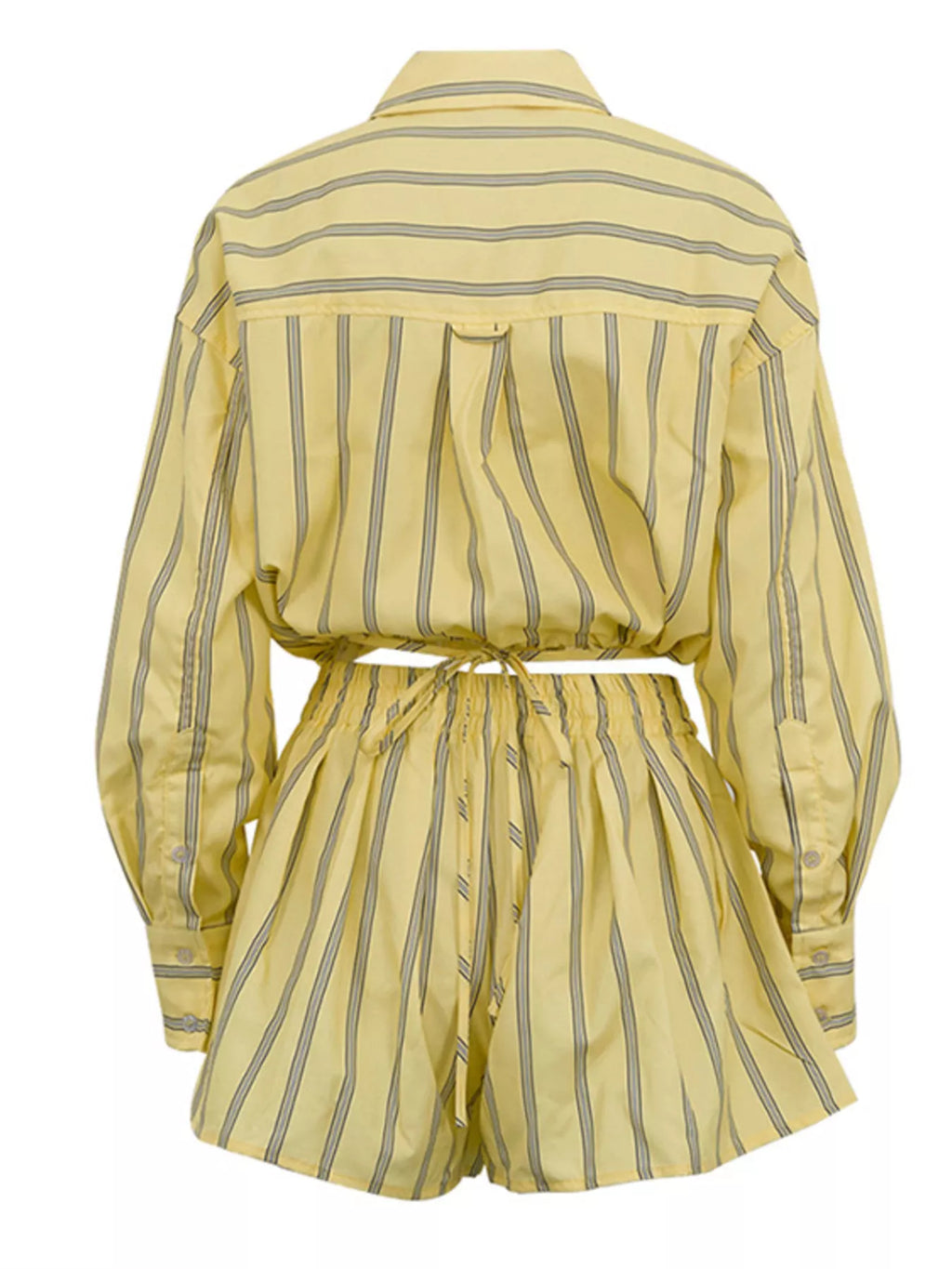 Striped Button Up Shirt and Shorts Set