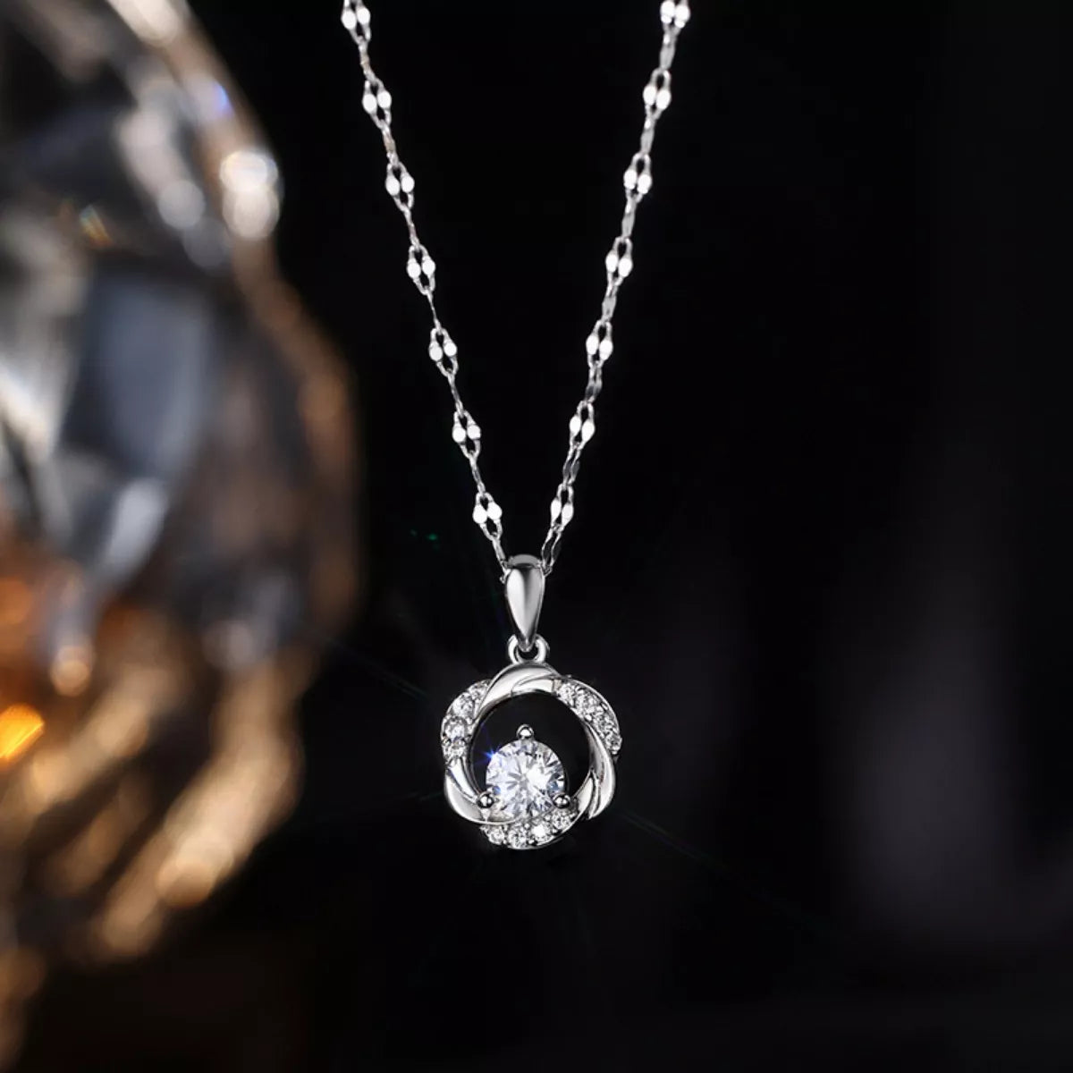 925 Sterling Silver Zircon Pendant Necklace
