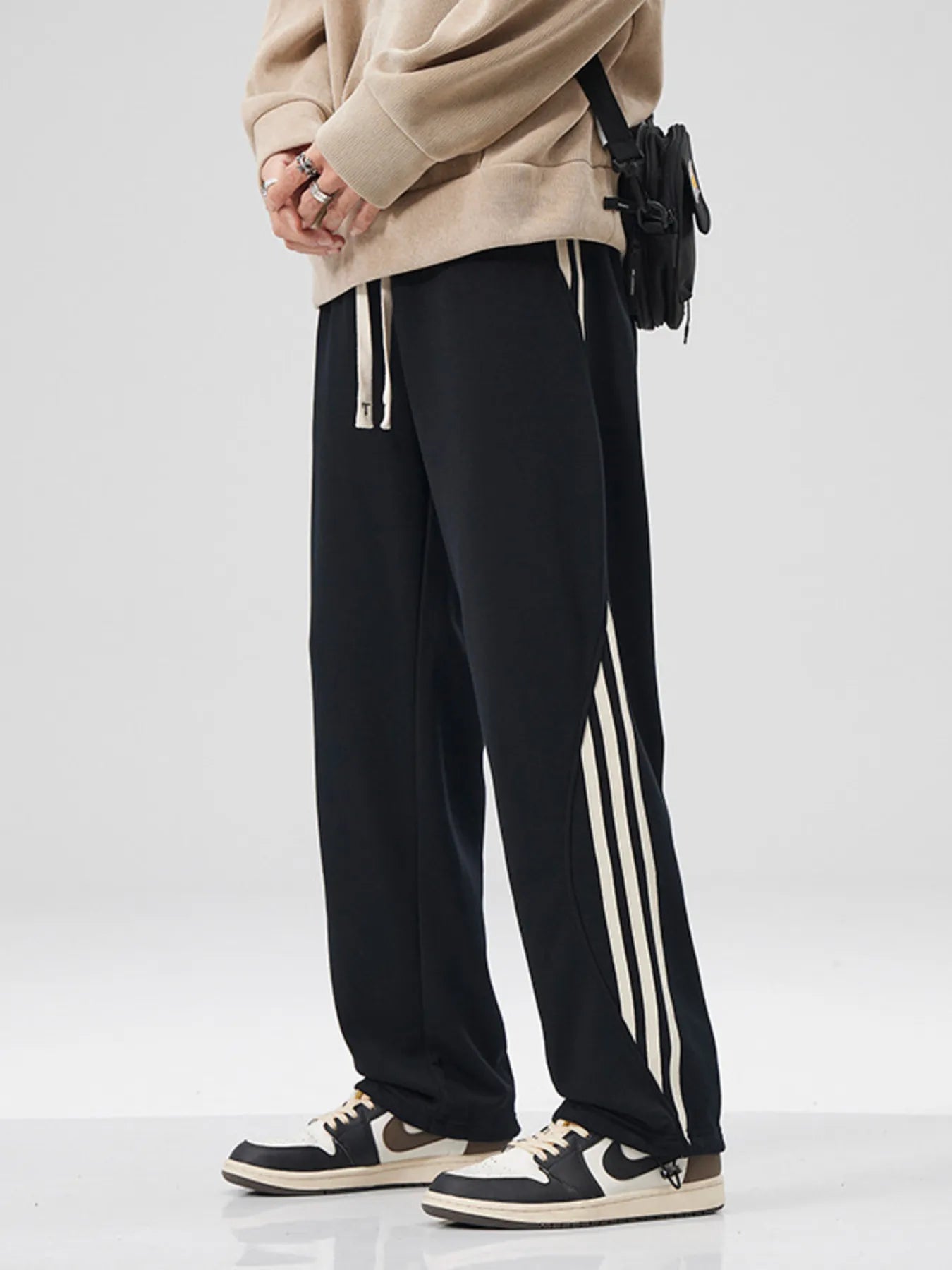 Men's Plus Size Casual Drawstring Side Stripe Pants