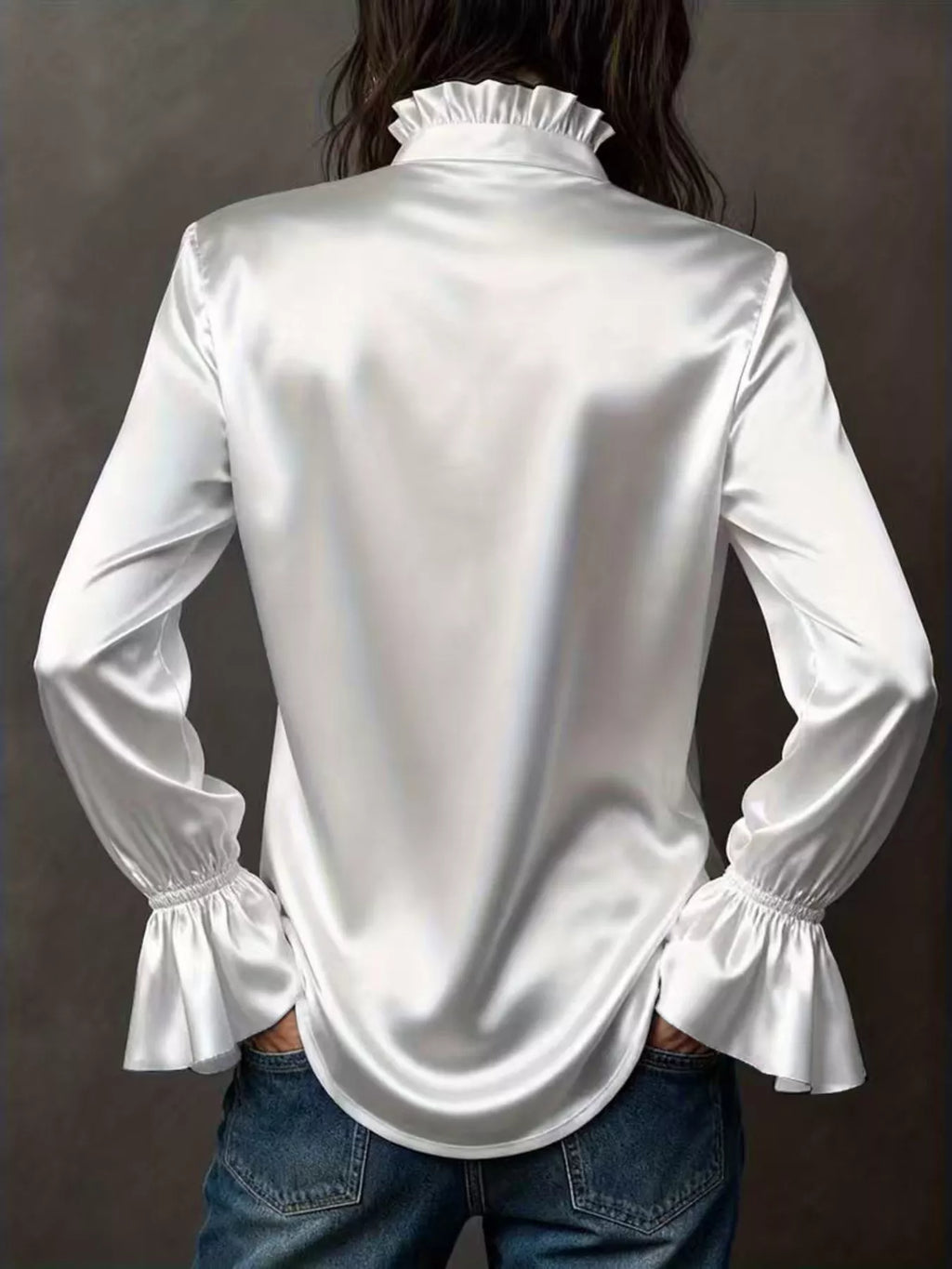 Button Up Flounce Sleeve Shirt