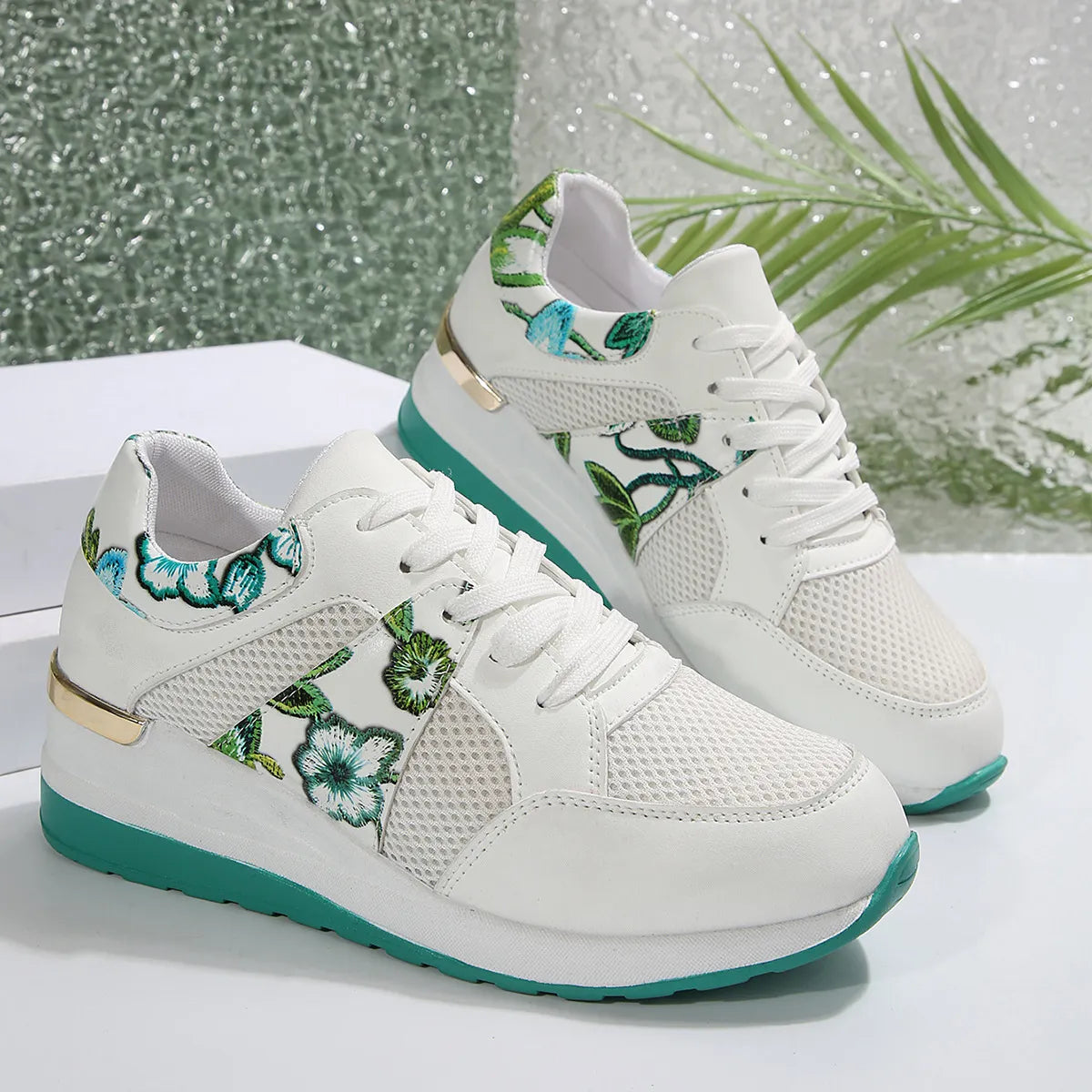 Floral Mesh Wedge Athletic