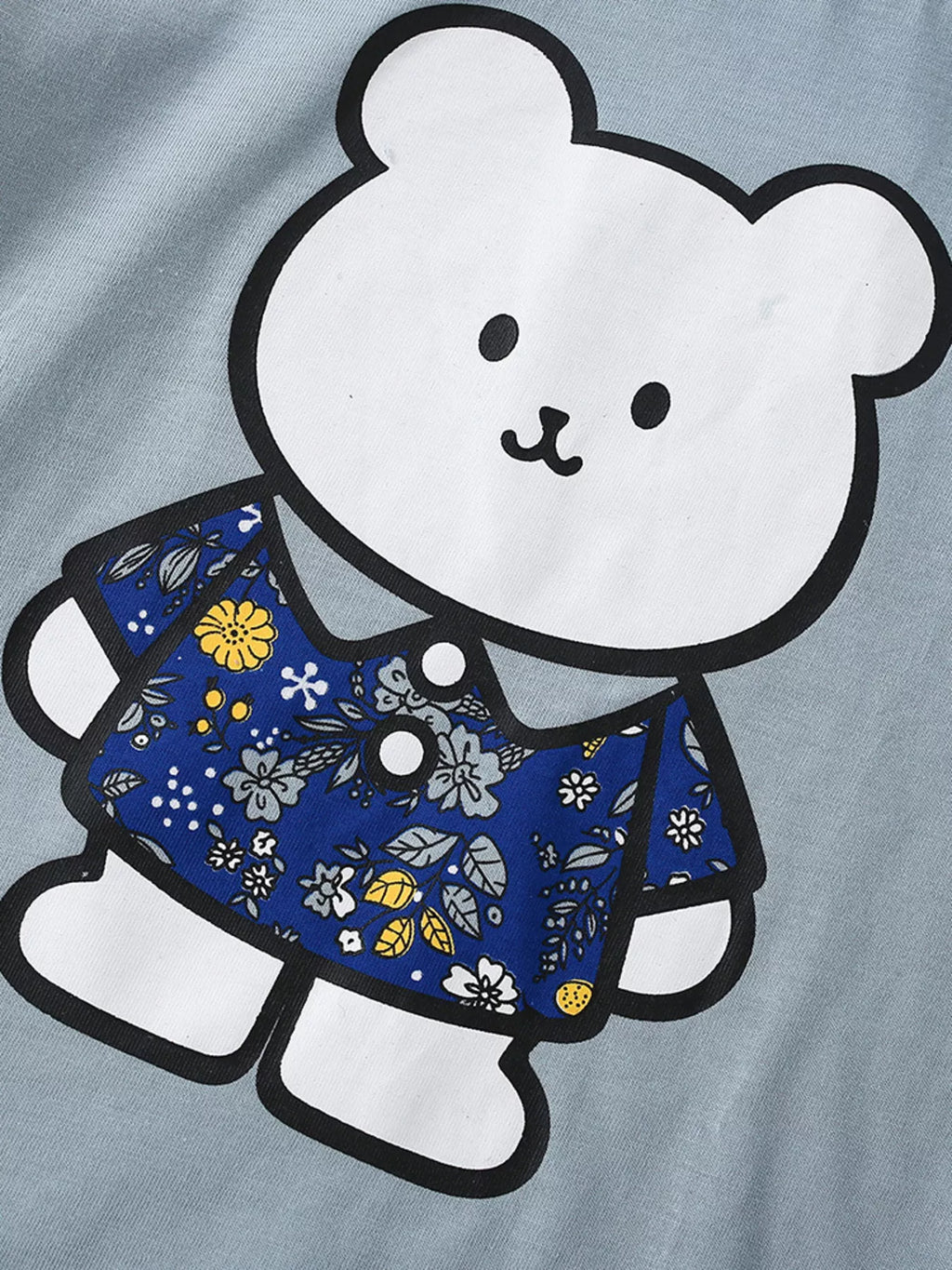 Children's Ruffled Sleeve Bear Graphic T-Shirt