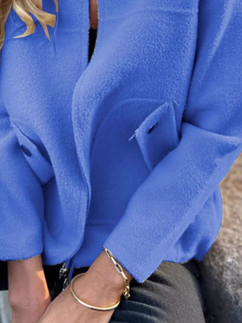 Full Size Textured Knit Zip Up Outerwear Plus Size