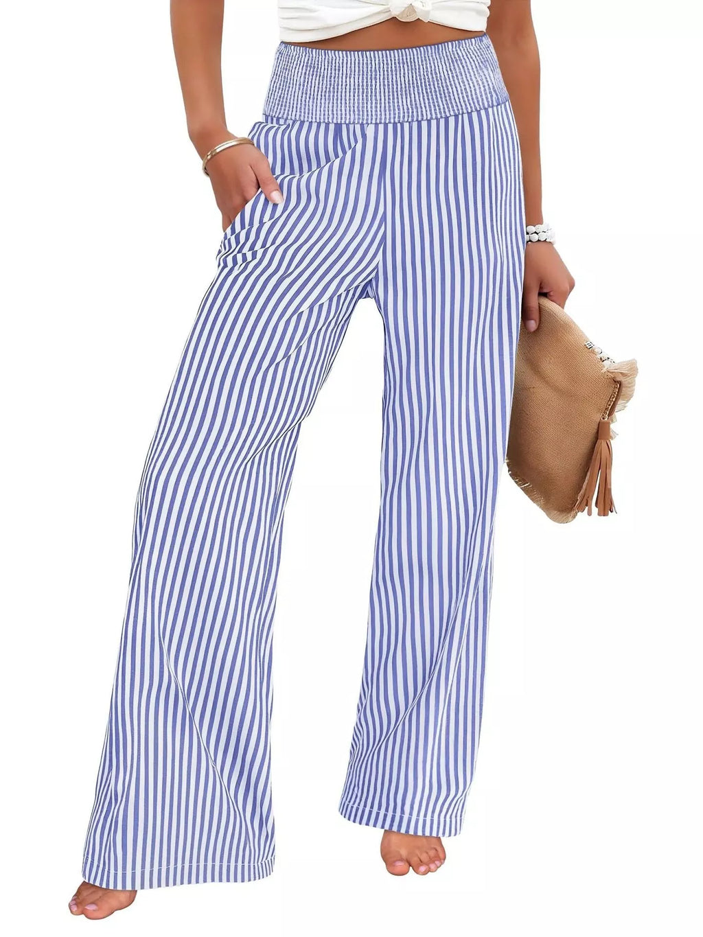 Striped Wide-Leg Pants