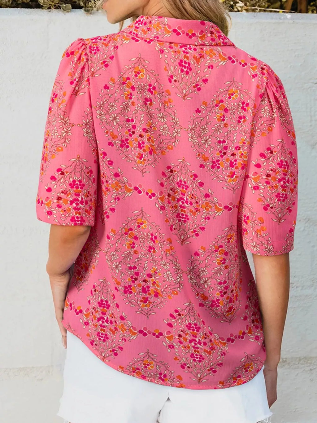 Floral Print Puff Sleeve Shirt