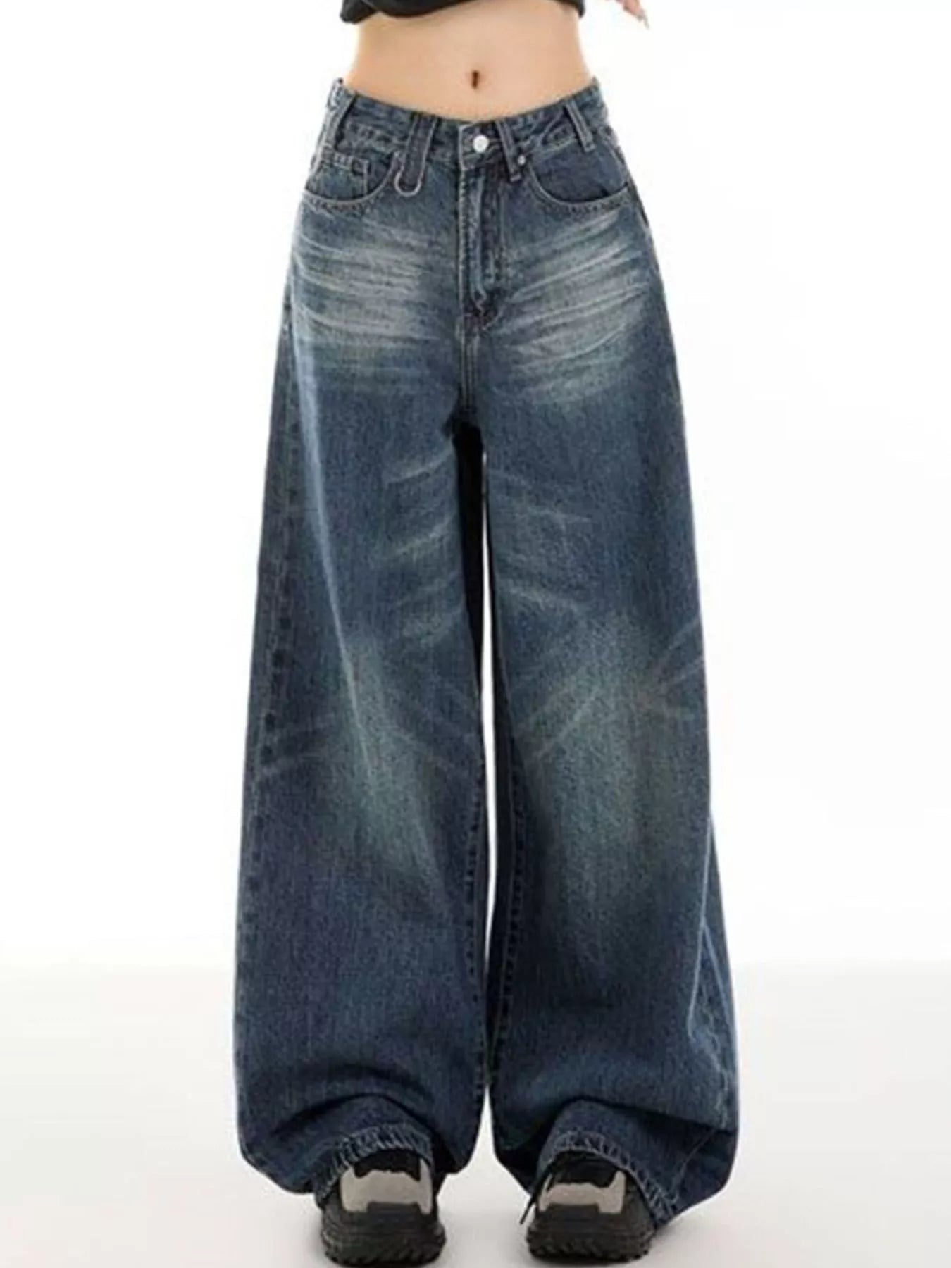 Vintage Wash Wide Leg Jeans