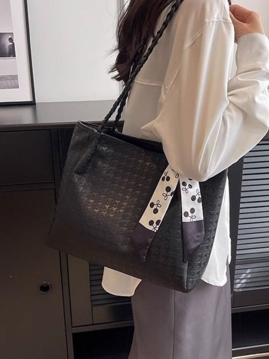 Braided Handle Tote Bag