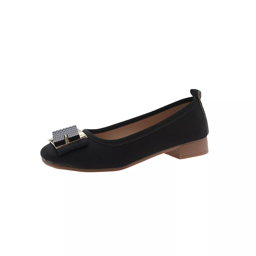 Round Toe Block Heels Slip-Ons