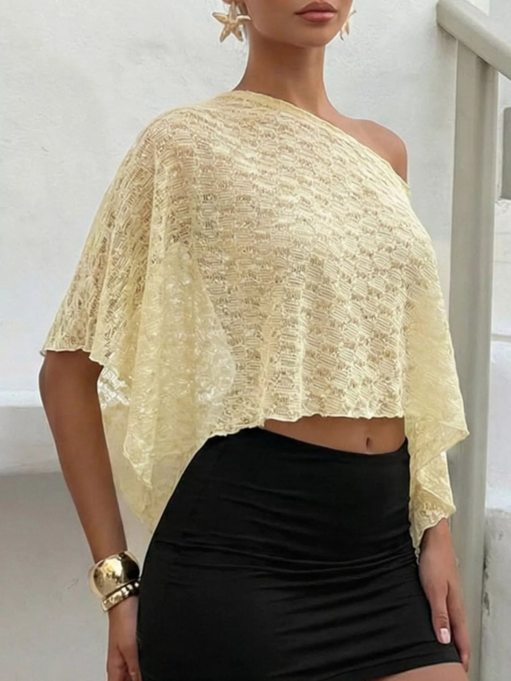 One Shoulder Long Sleeve Cover Up