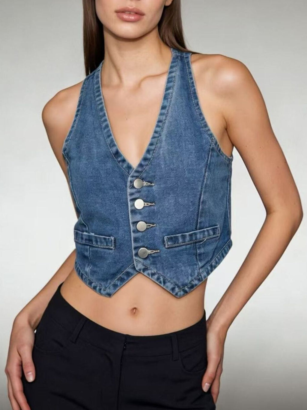 Button-Down Denim Vest